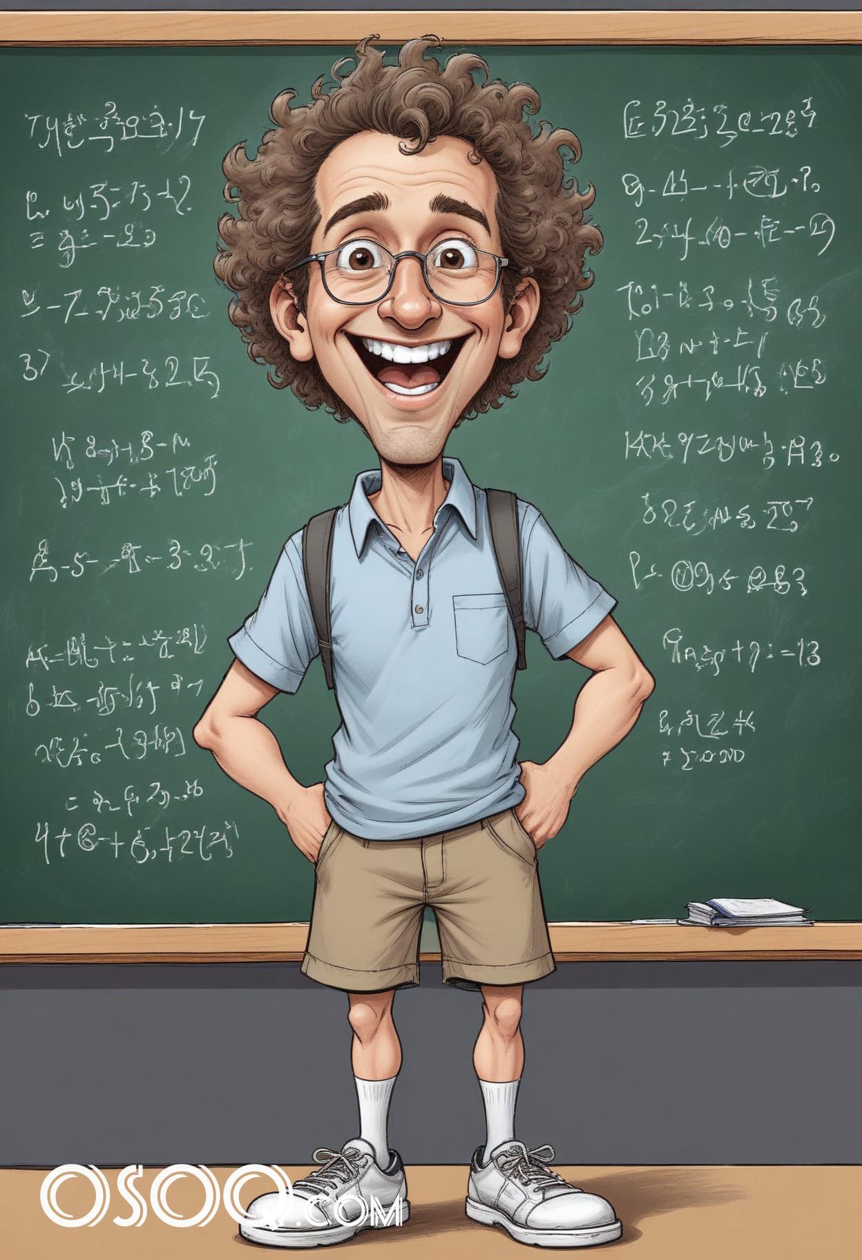 Cartoon male teacher caricature drawing 06