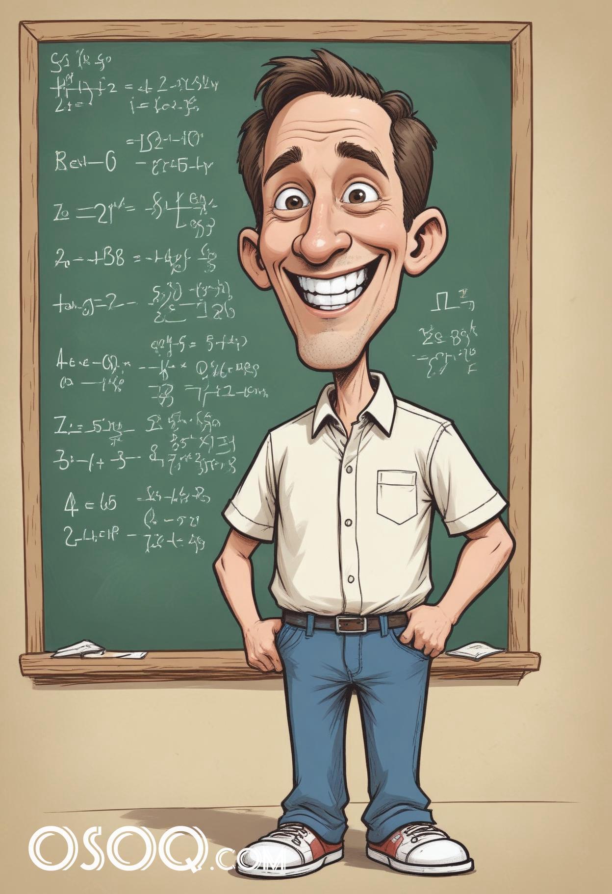 Cartoon male teacher caricature drawing 11