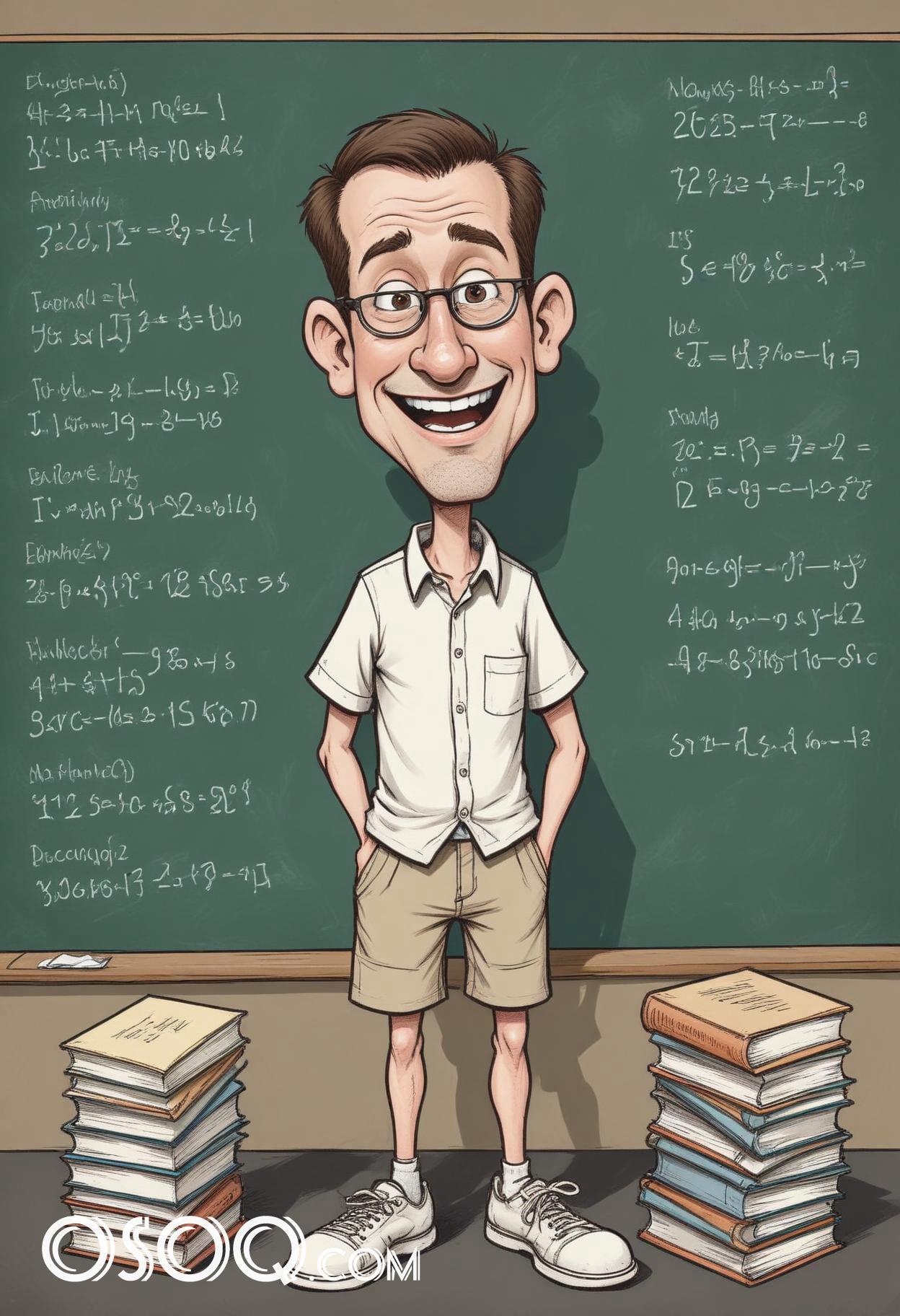 Cartoon male teacher caricature drawing 12