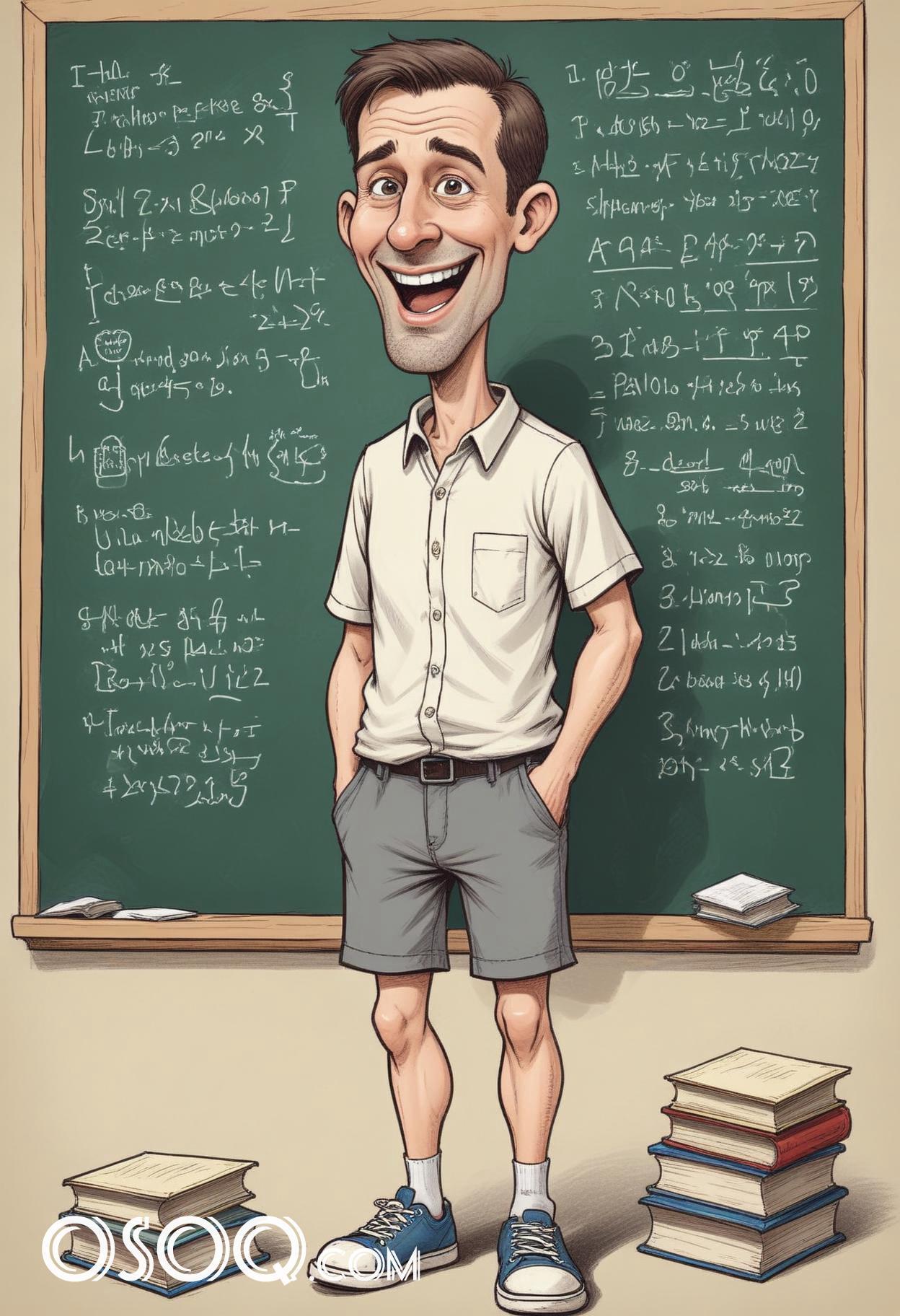 Cartoon male teacher caricature drawing 13