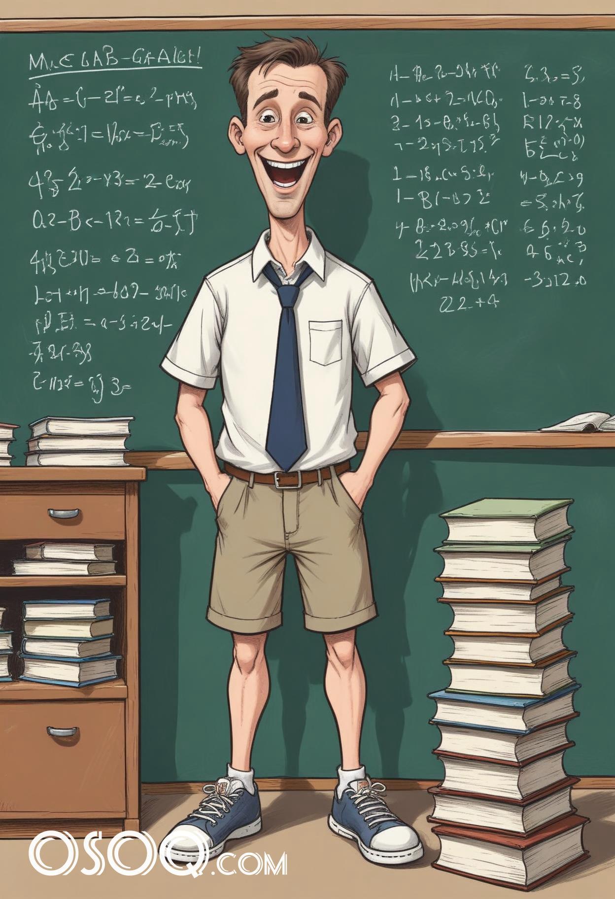 Cartoon male teacher caricature drawing 14