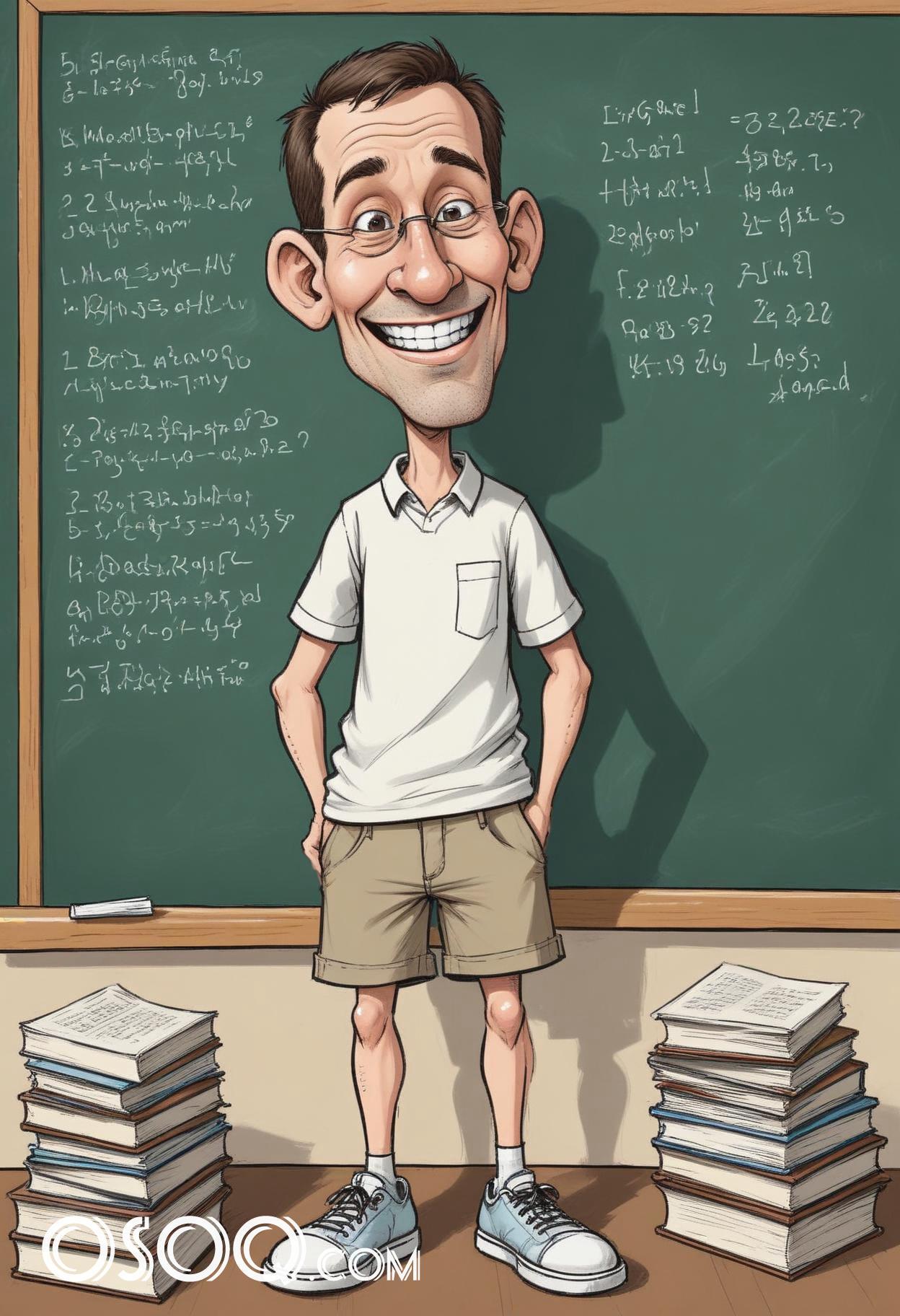 Cartoon male teacher caricature drawing 15