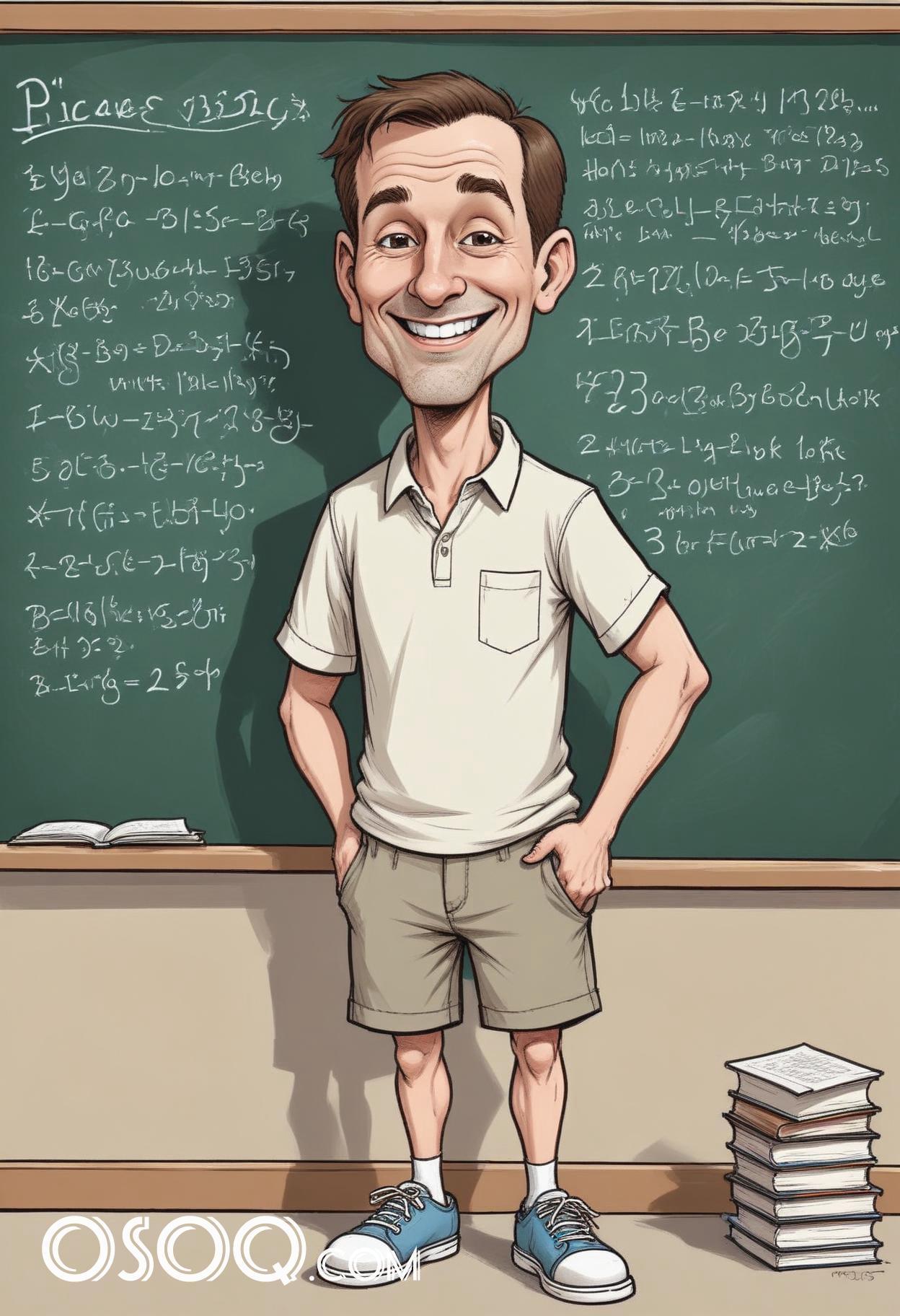 Cartoon male teacher caricature drawing 16