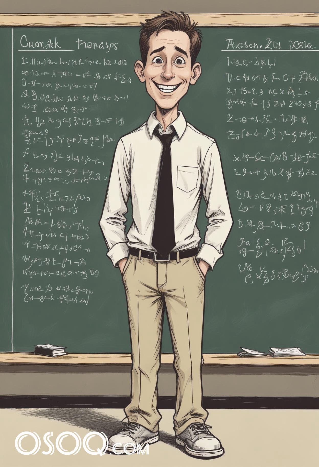 Cartoon male teacher caricature drawing 17