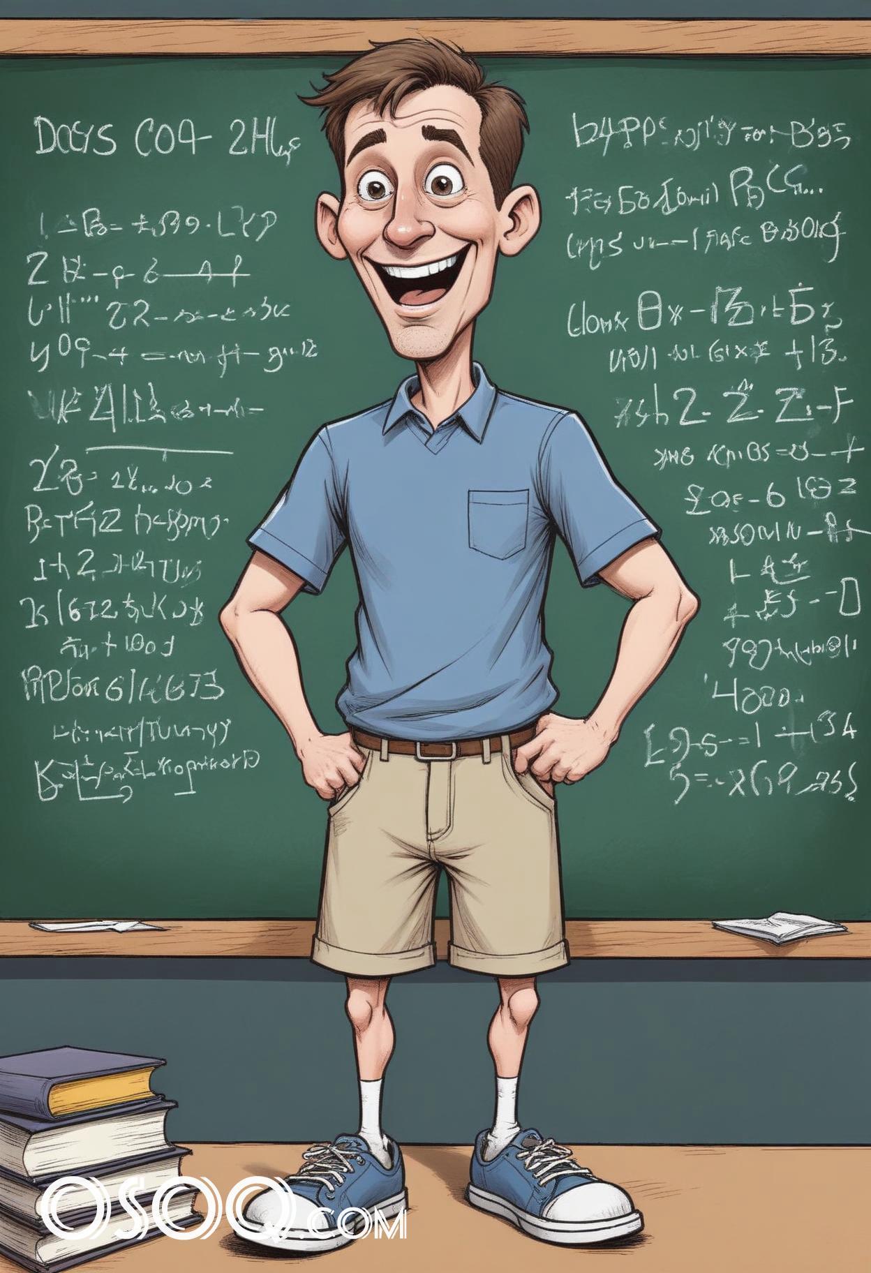 Cartoon male teacher caricature drawing 18