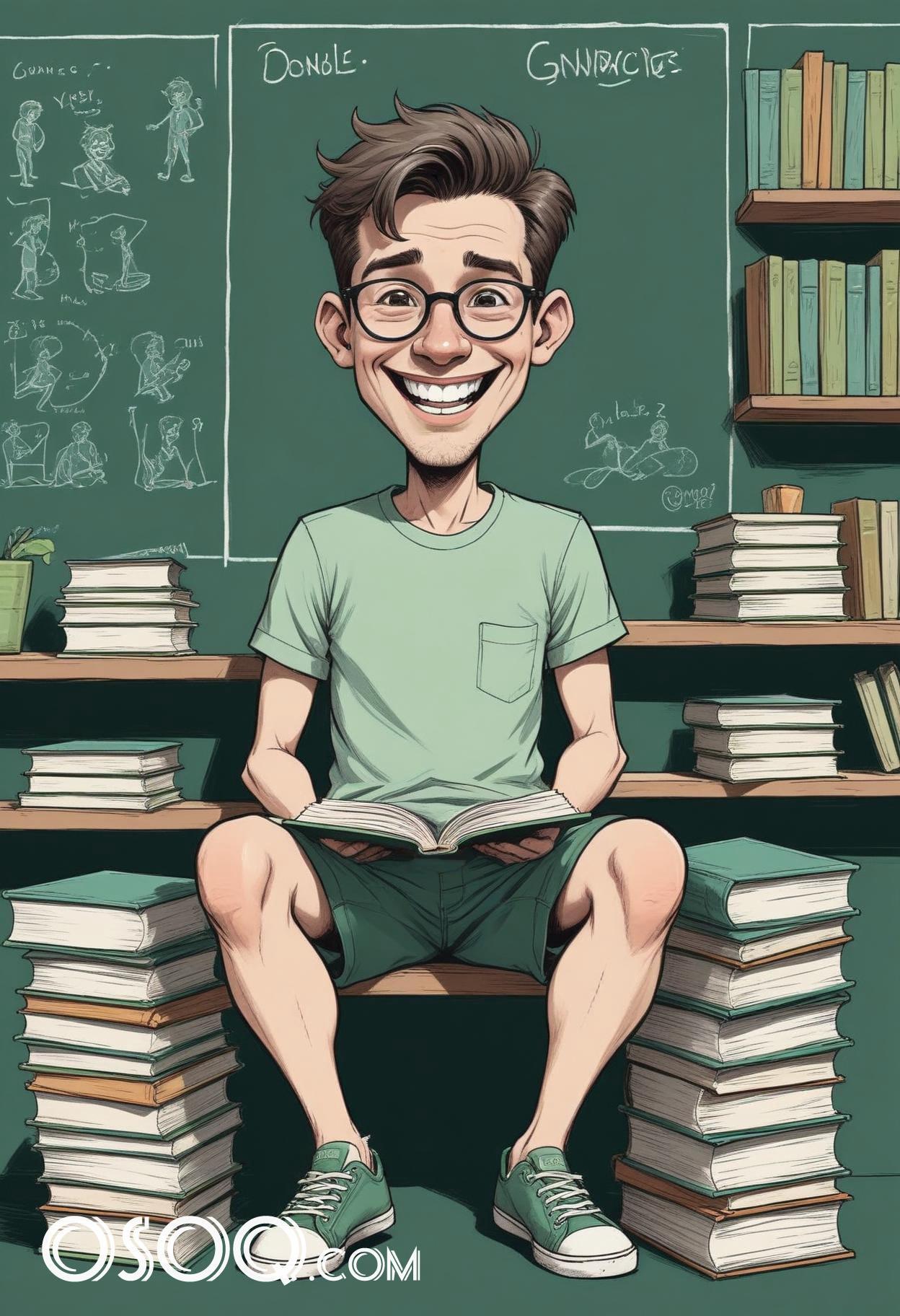 Cartoon male teacher caricature drawing 19