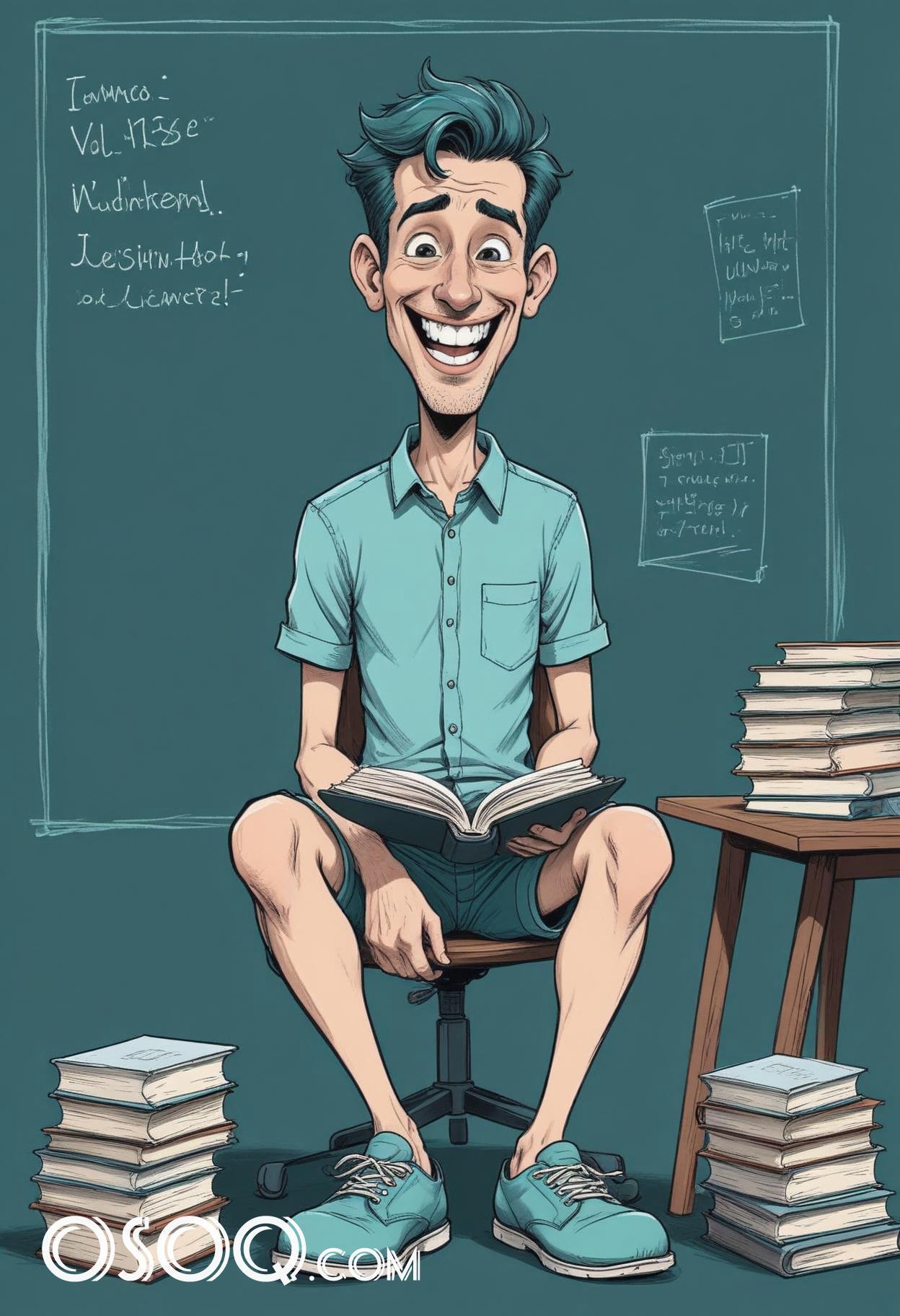 Cartoon male teacher caricature drawing 20