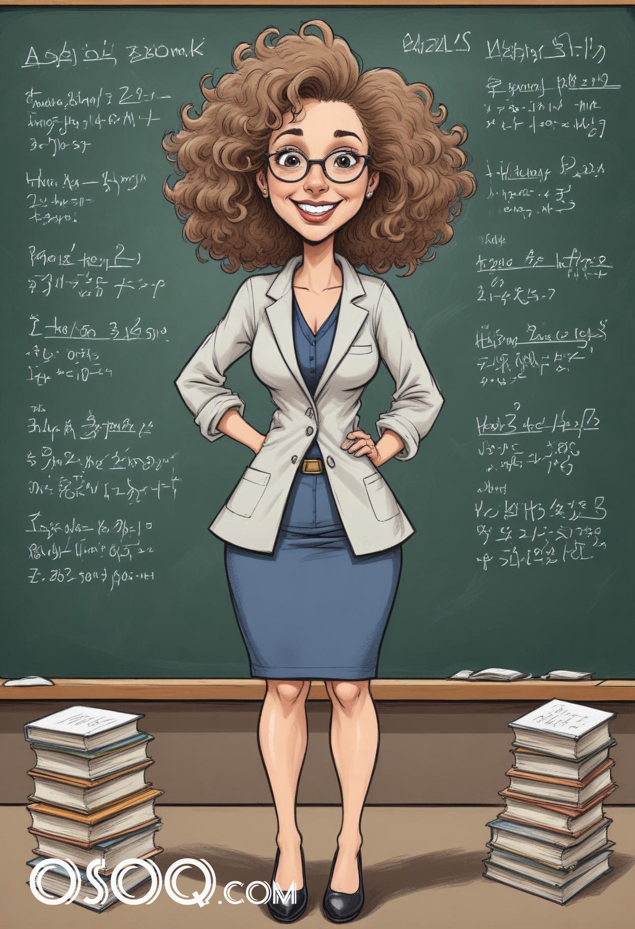 Cartoon pic of a teacher caricature drawing 02