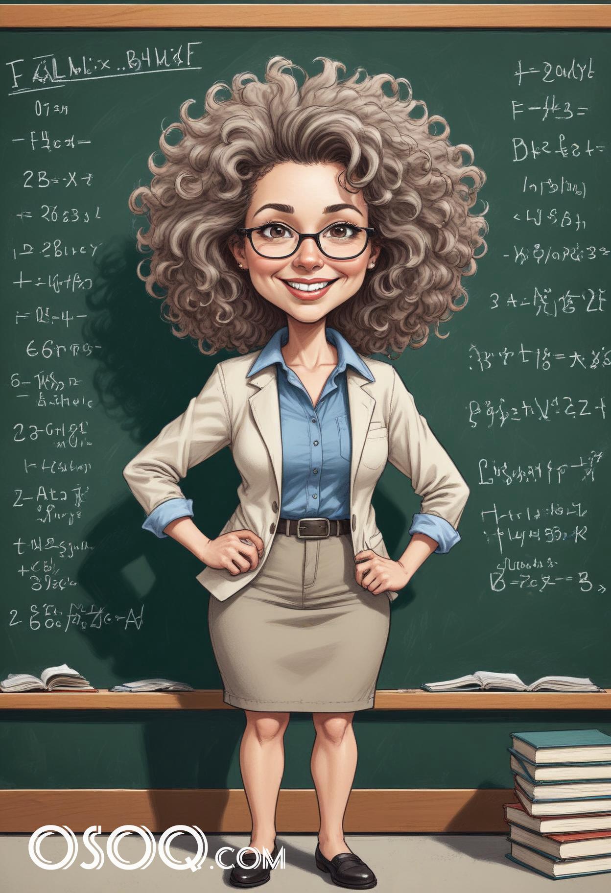 Cartoon pic of a teacher caricature drawing 03