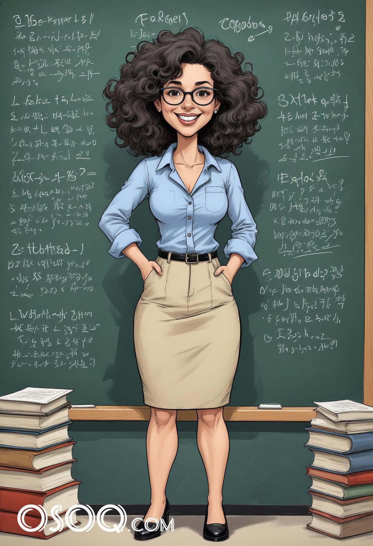 Cartoon pic of a teacher caricature drawing 07