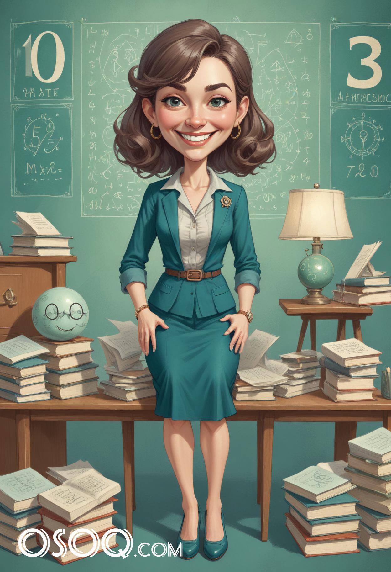 Cartoon pic of a teacher caricature drawing 10