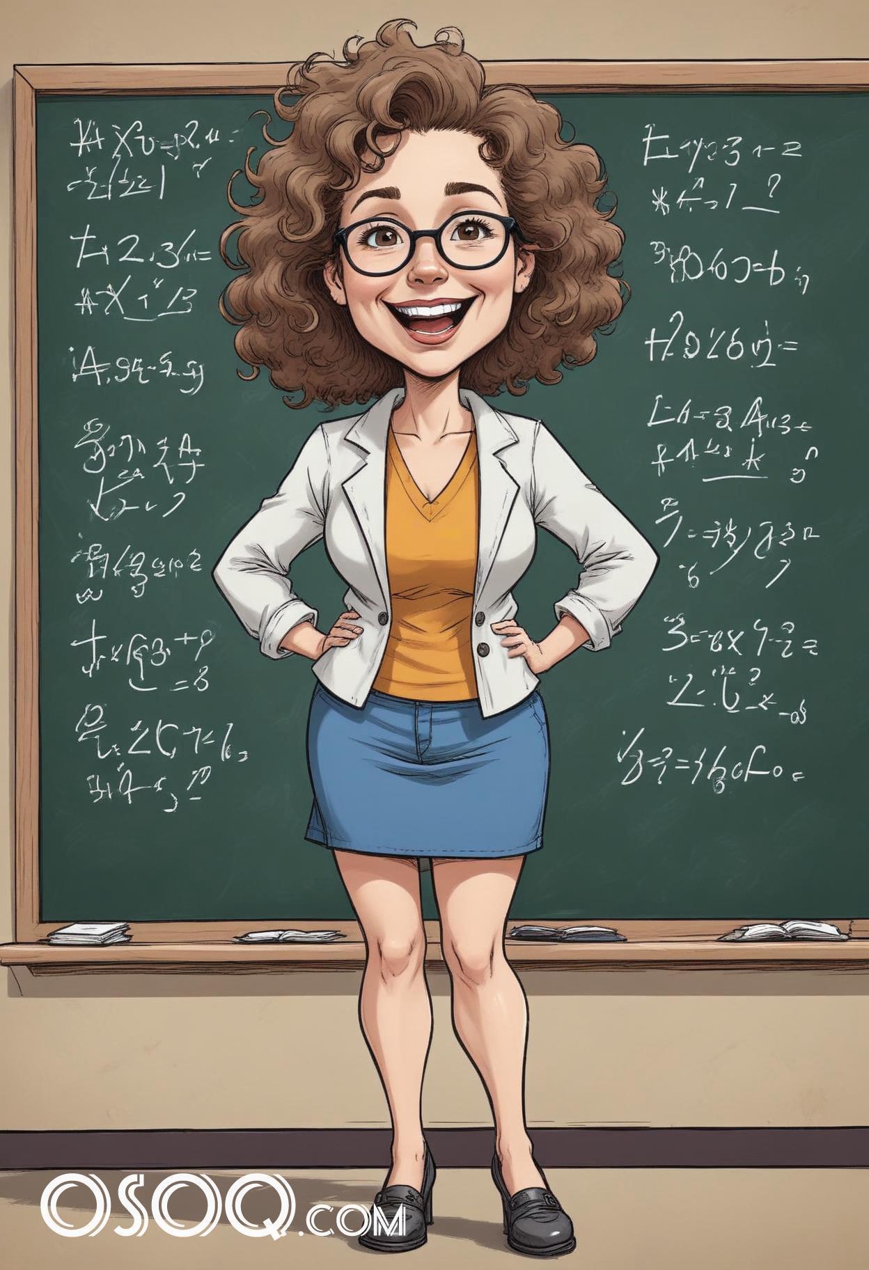 Cartoon picture teacher caricature drawing 01