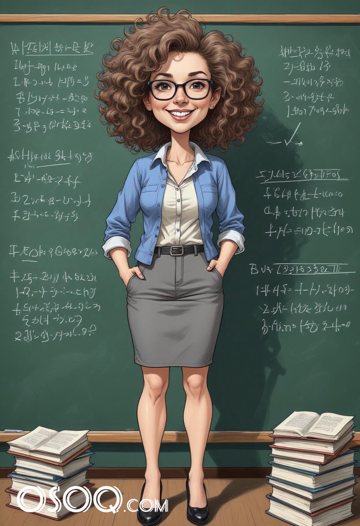 Cartoon picture teacher caricature drawing 03