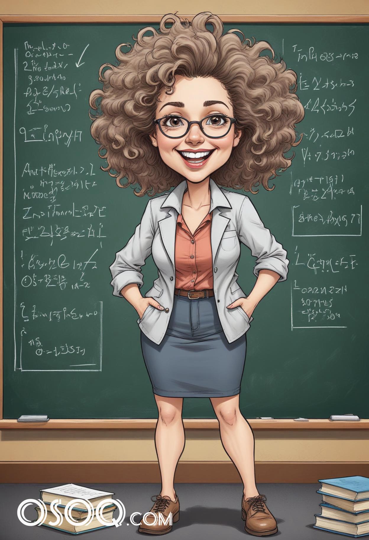 Cartoon teacher teaching caricature drawing 02