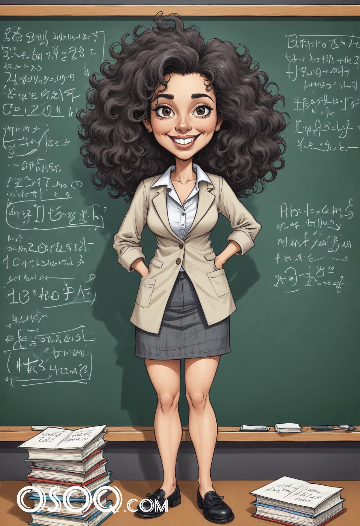 Cartoon teacher teaching caricature drawing 05