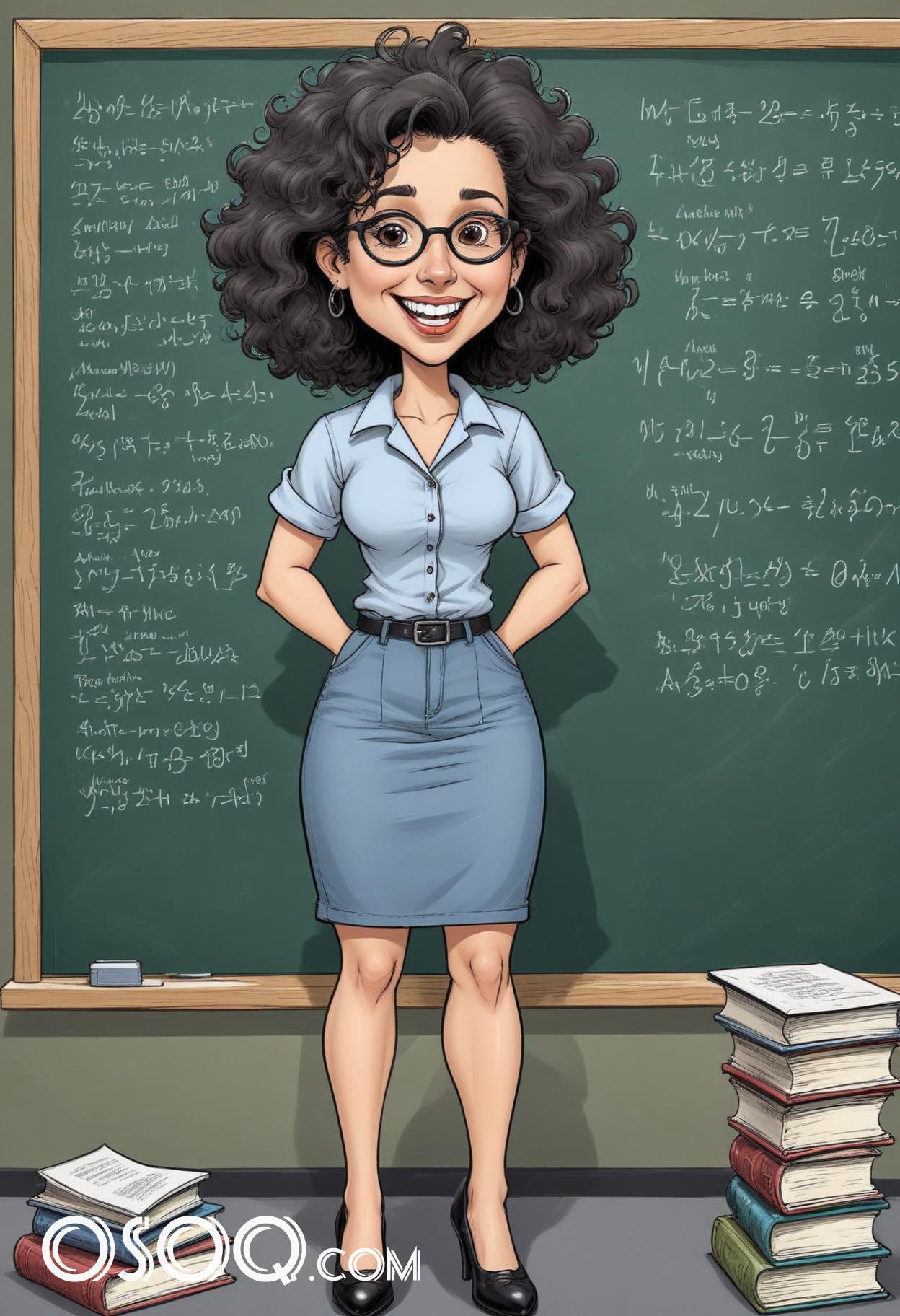 Cartoon teacher teaching caricature drawing 06