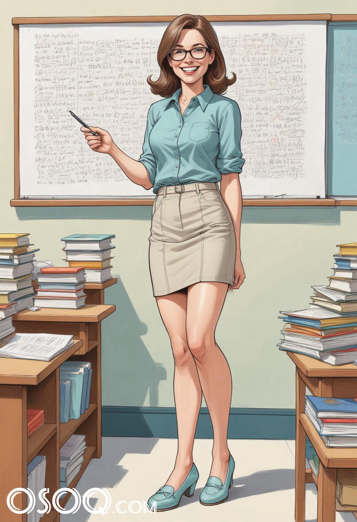 Cartoon teacher teaching 01