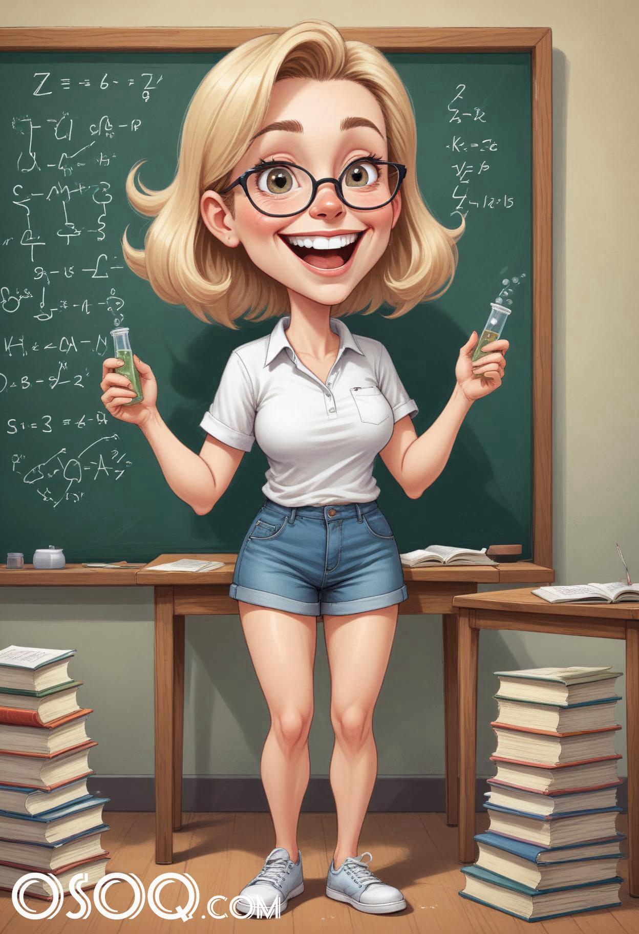 Cartoon teacher teaching 05