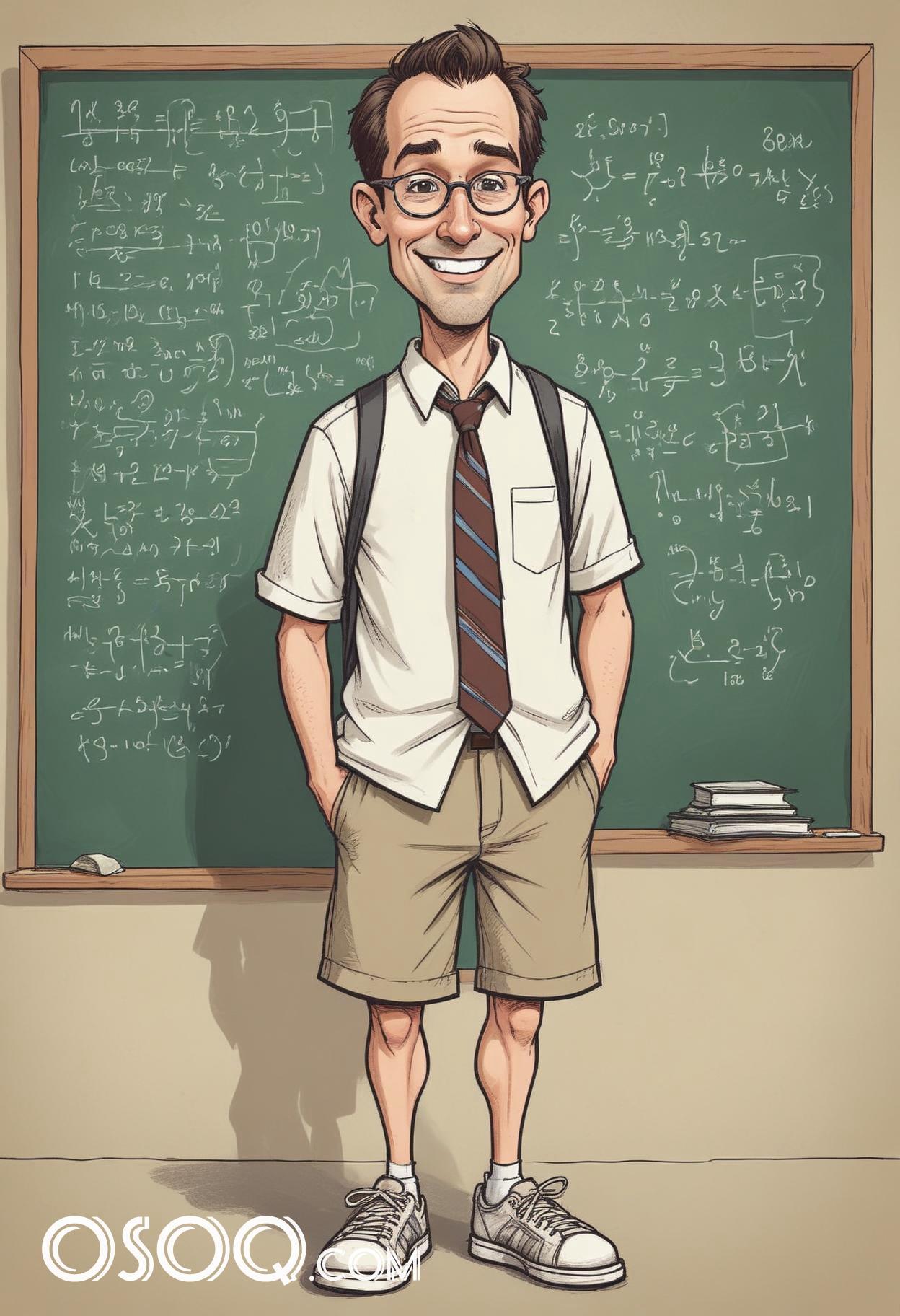 Teacher cartoon cute caricature drawing 02