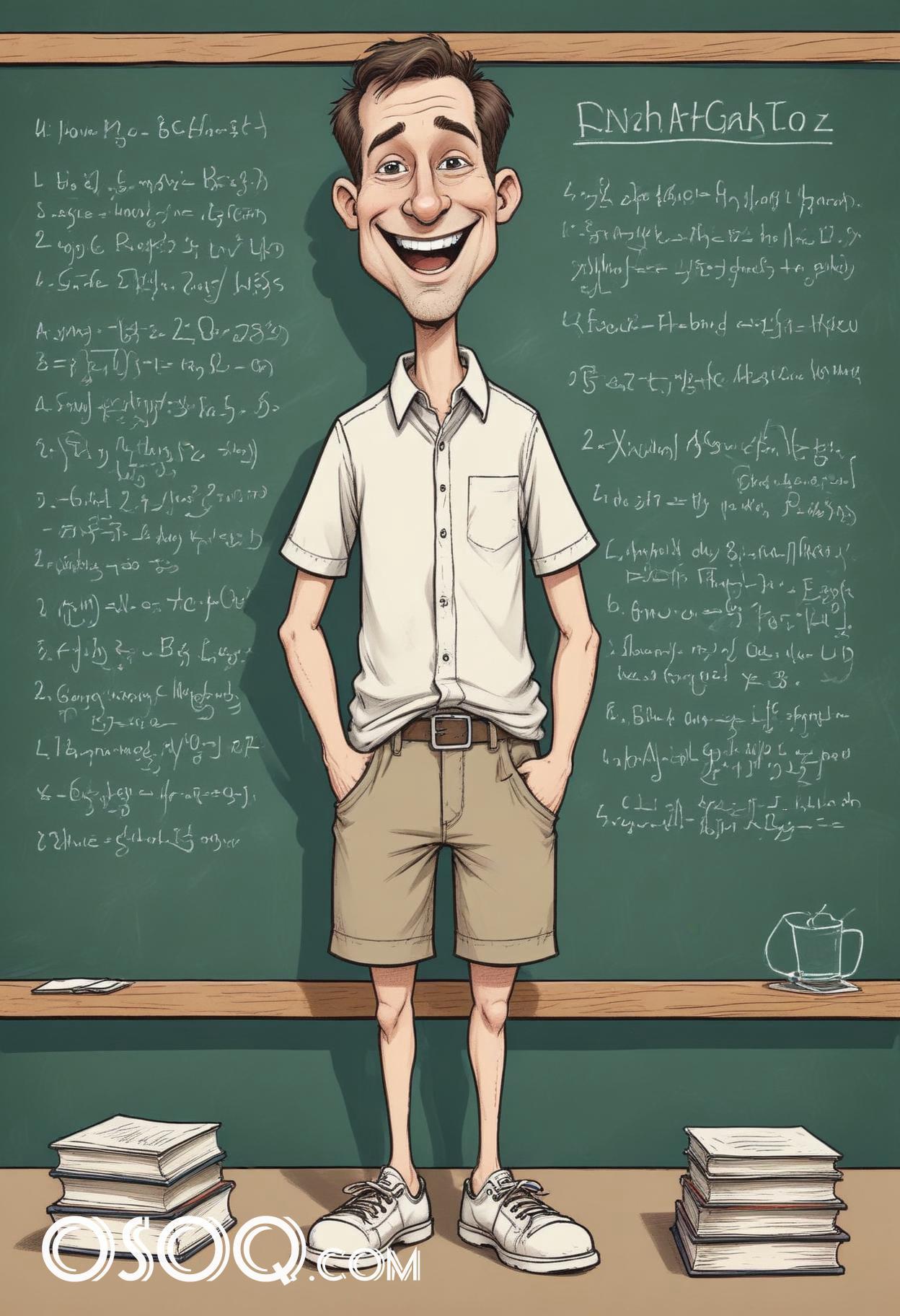 Teacher cartoon cute caricature drawing 04