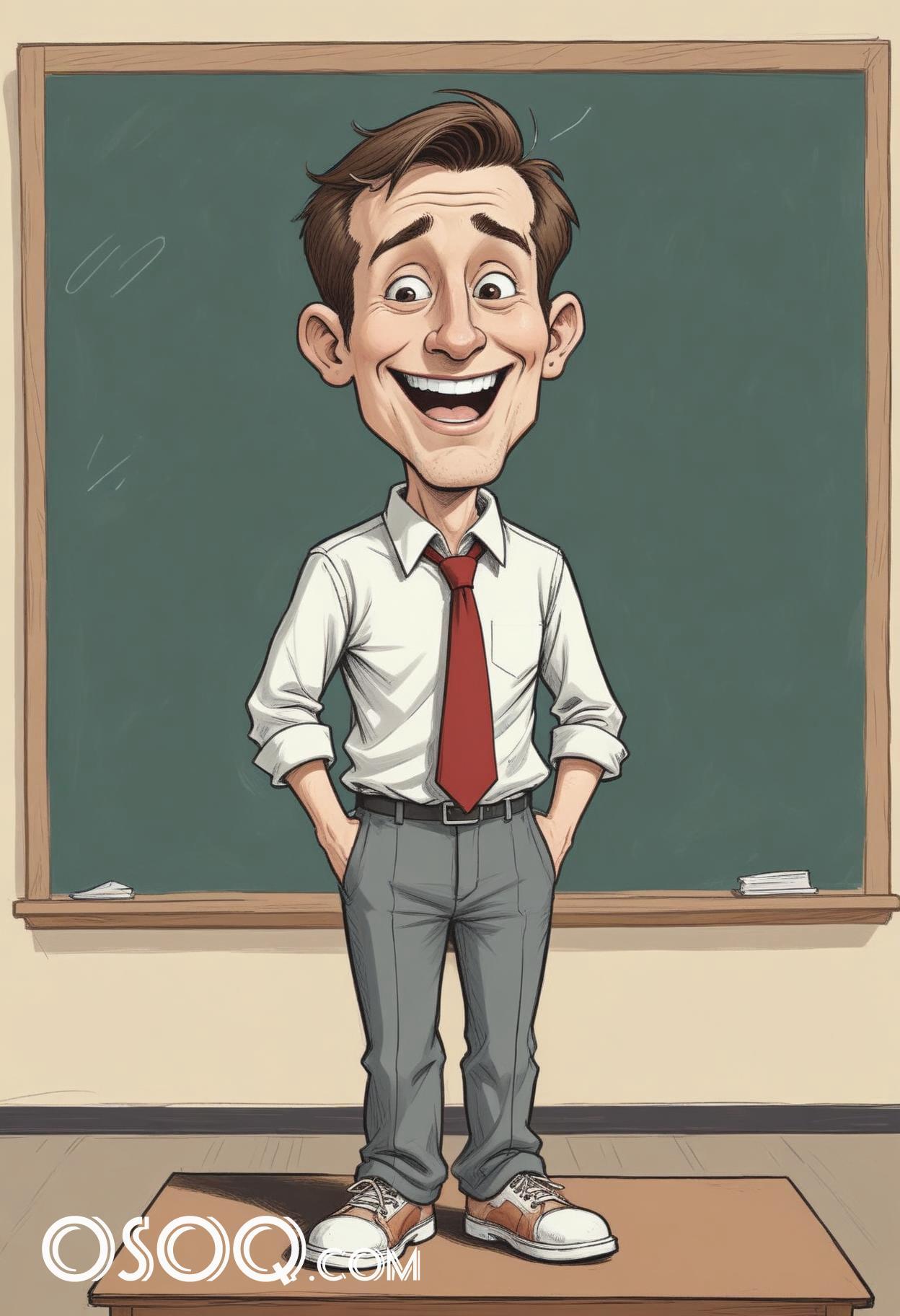 Teacher cartoon cute caricature drawing 05