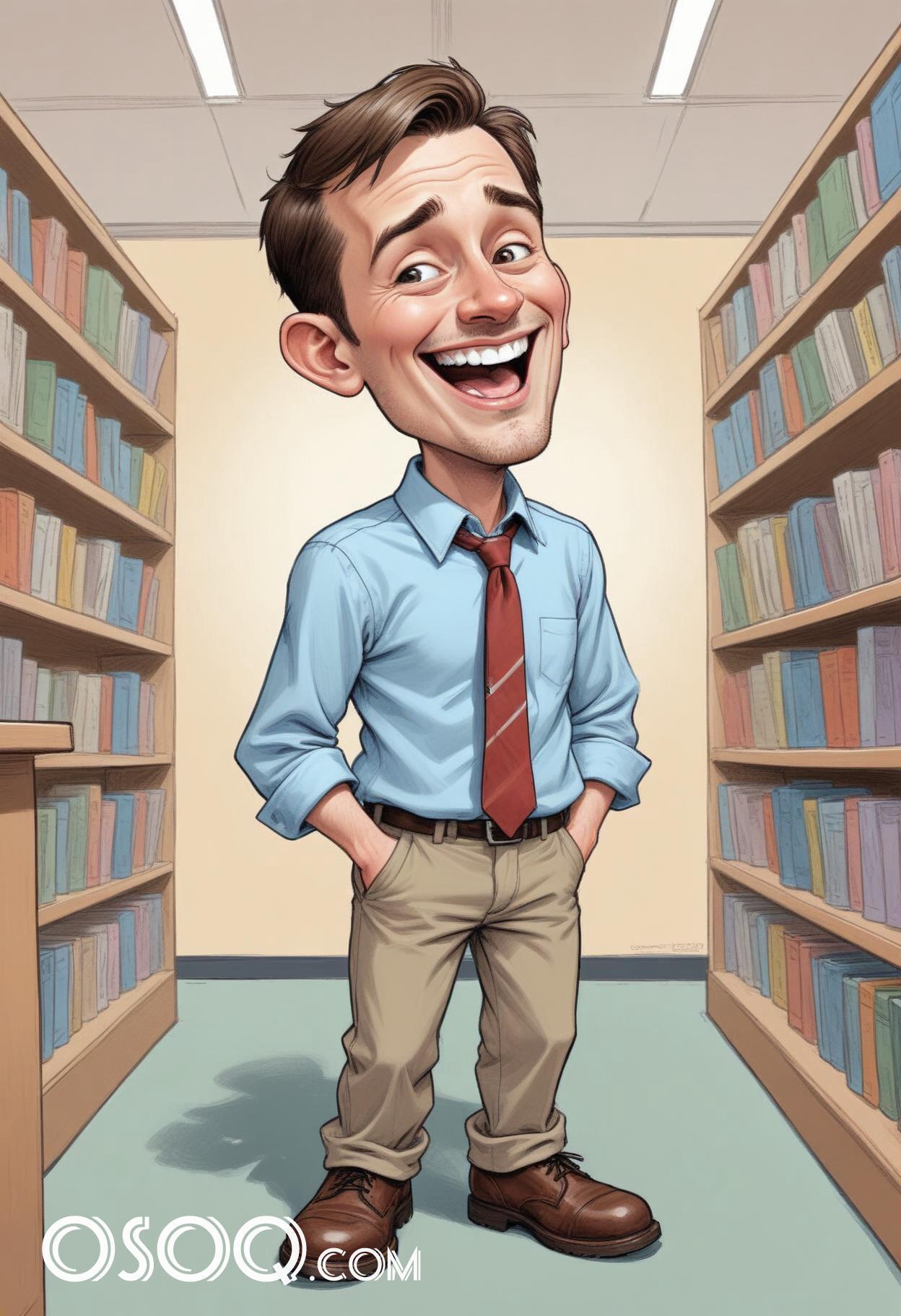 Teacher cartoon cute caricature drawing 06