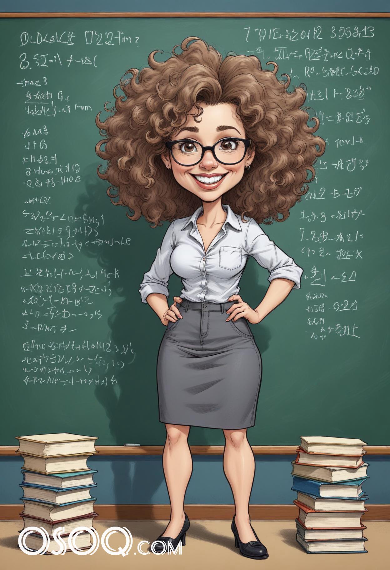 Teacher cartoon cute caricature drawing 12