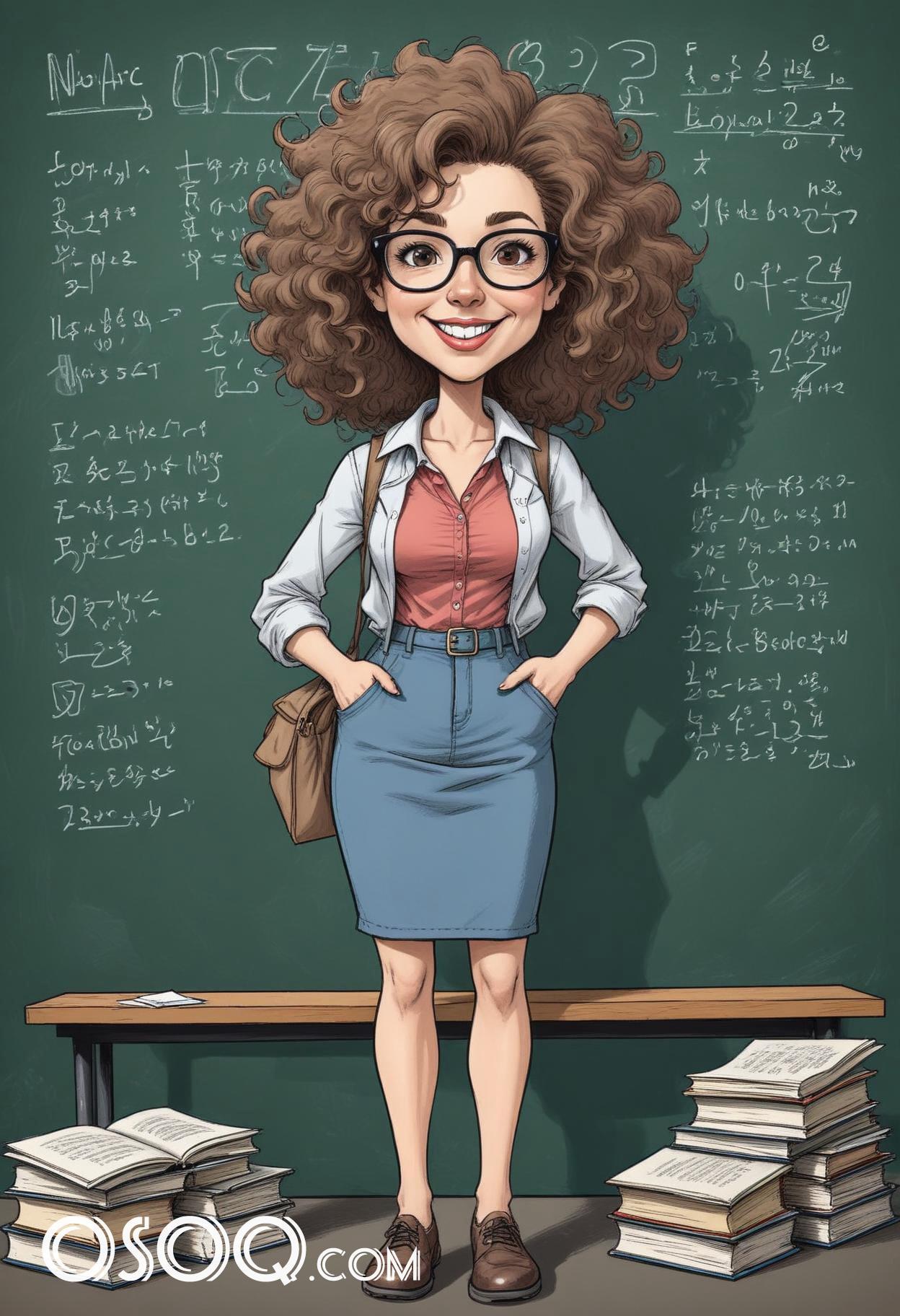 Teacher cartoon cute caricature drawing 13