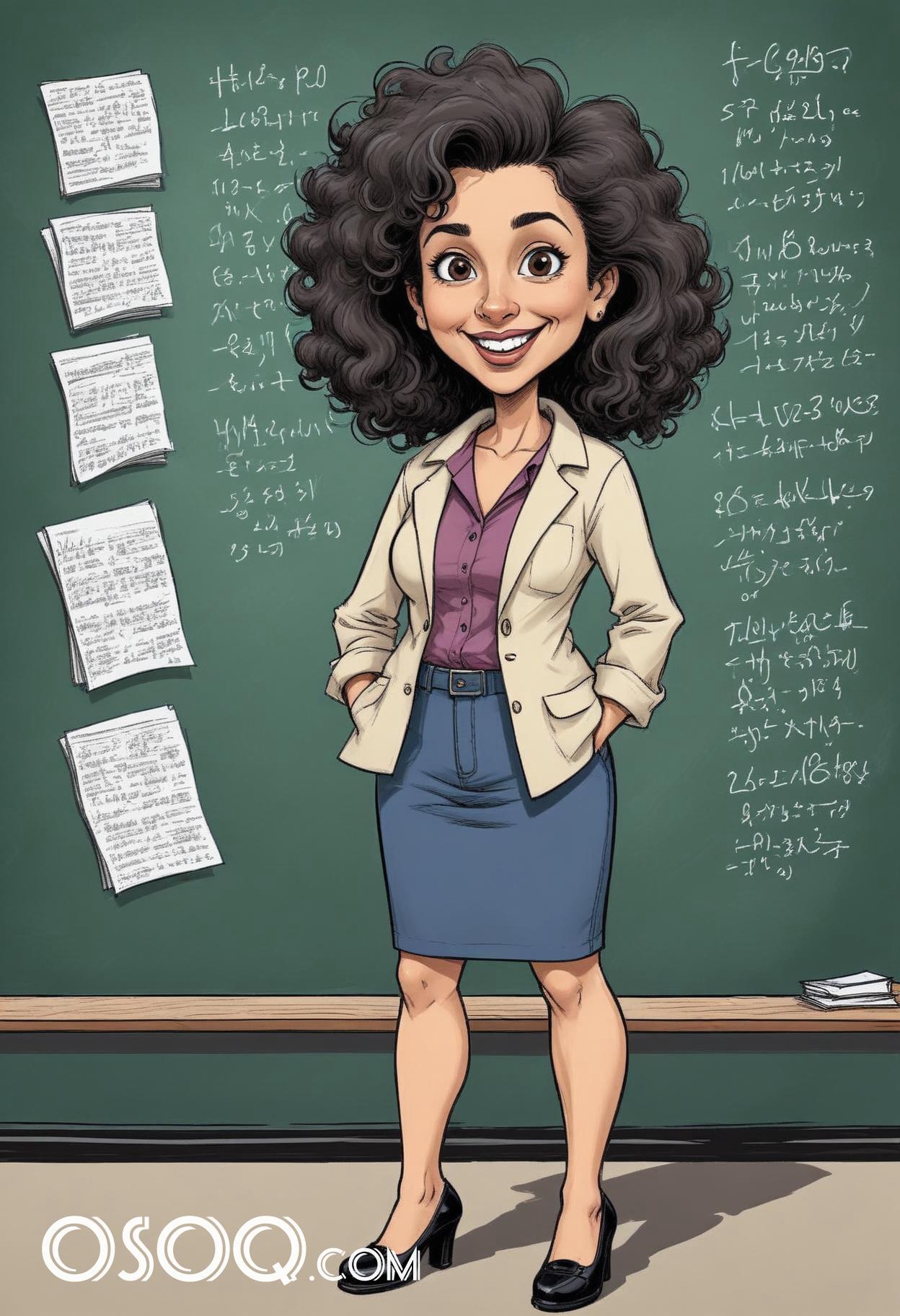 Teacher cartoon cute caricature drawing 16