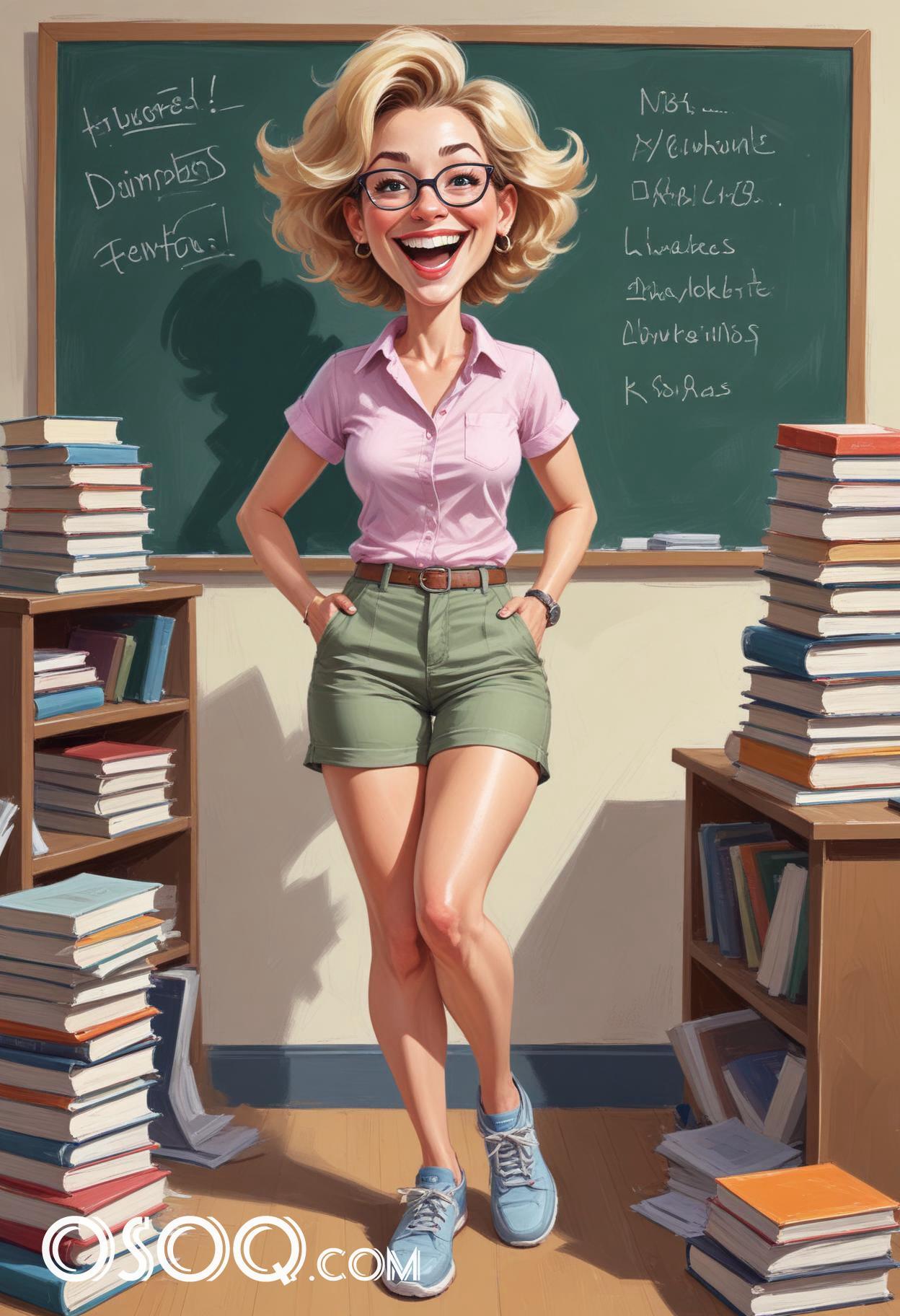 Teacher cartoon cute caricature drawing 18