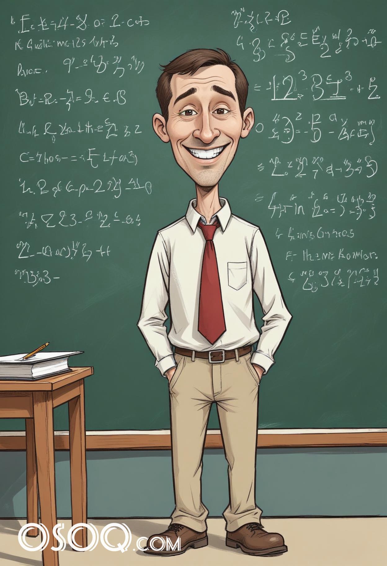 Teacher cartoon funny caricature drawing 01