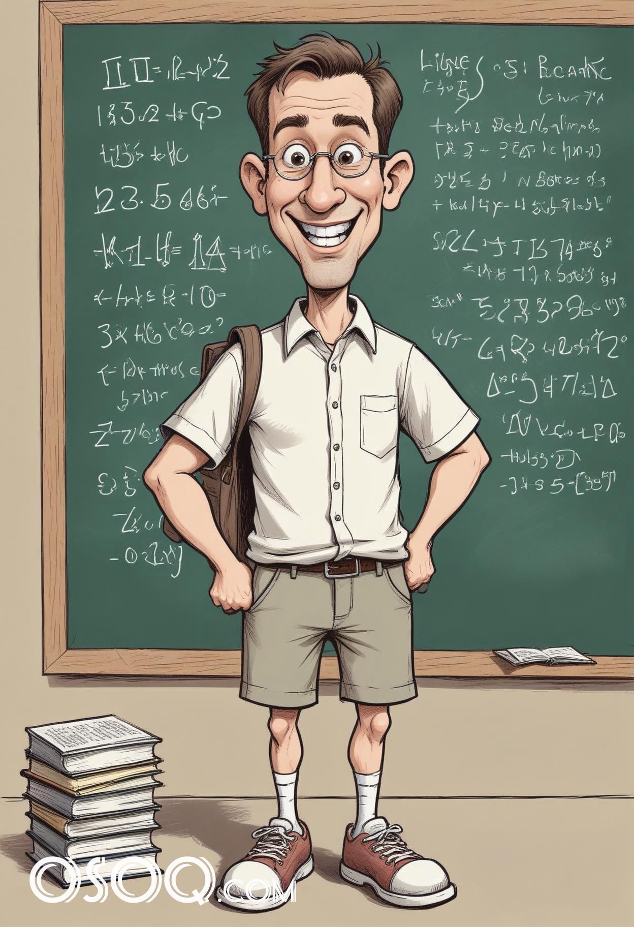 Teacher cartoon funny caricature drawing 02