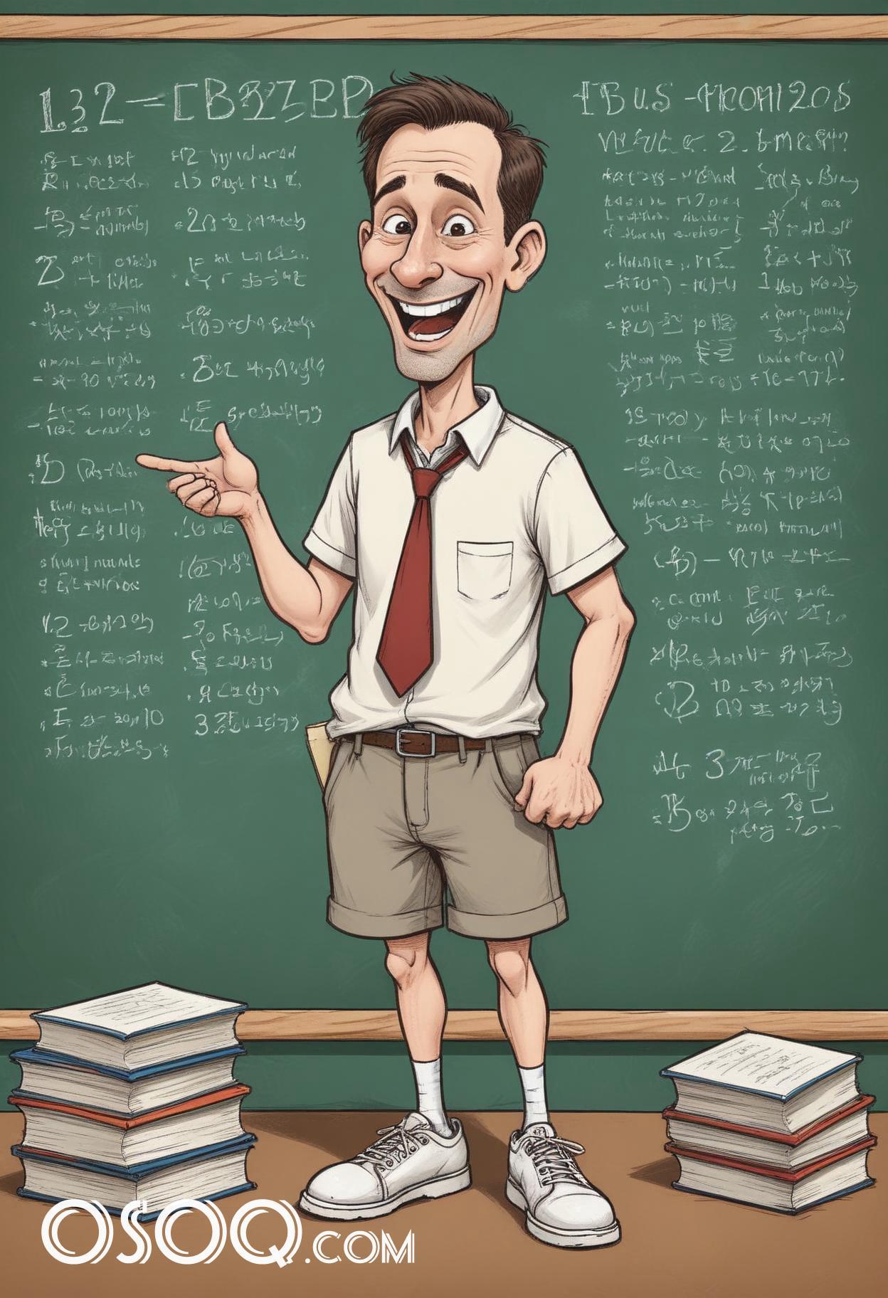 Teacher cartoon funny caricature drawing 03