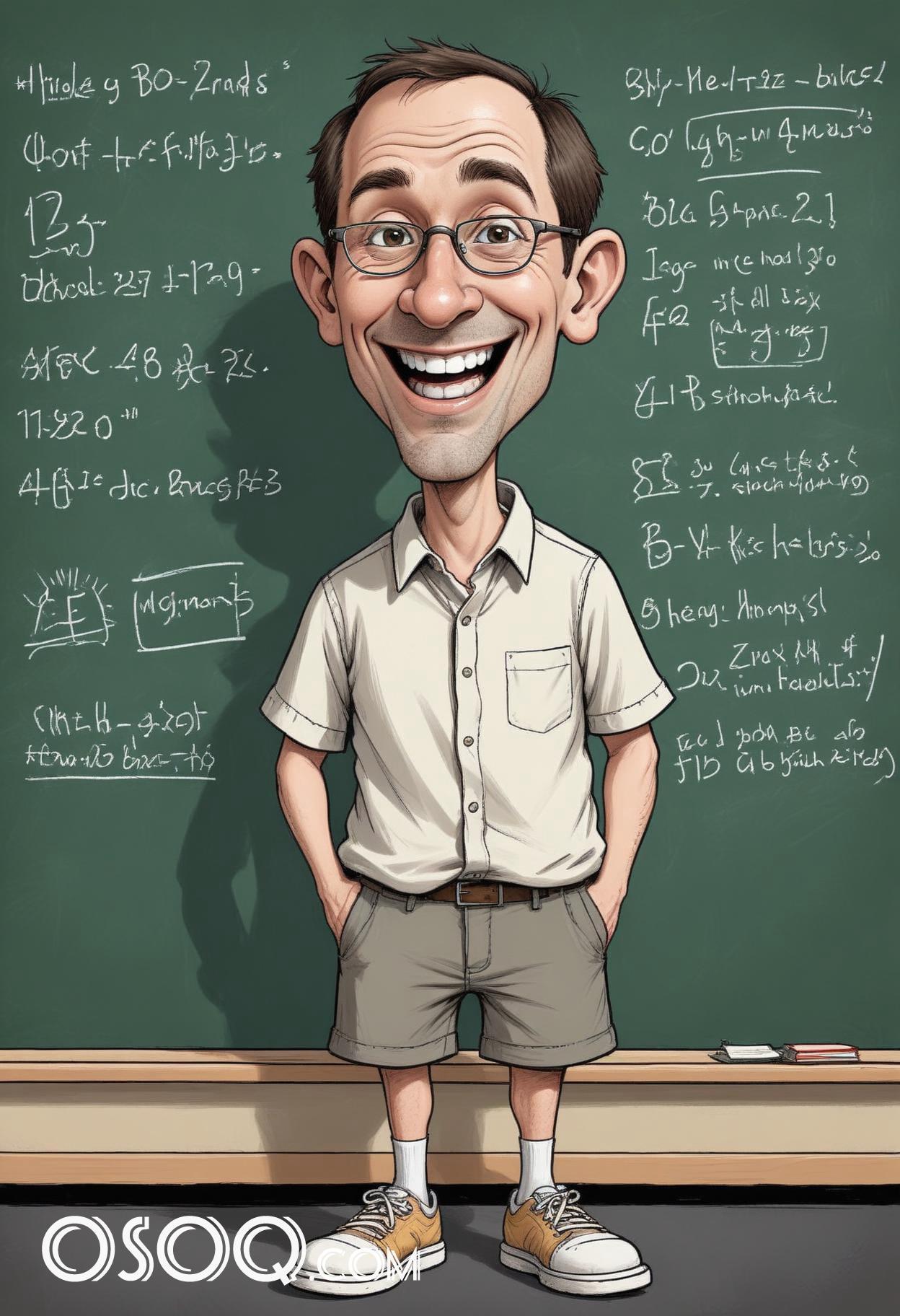 Teacher cartoon funny caricature drawing 04