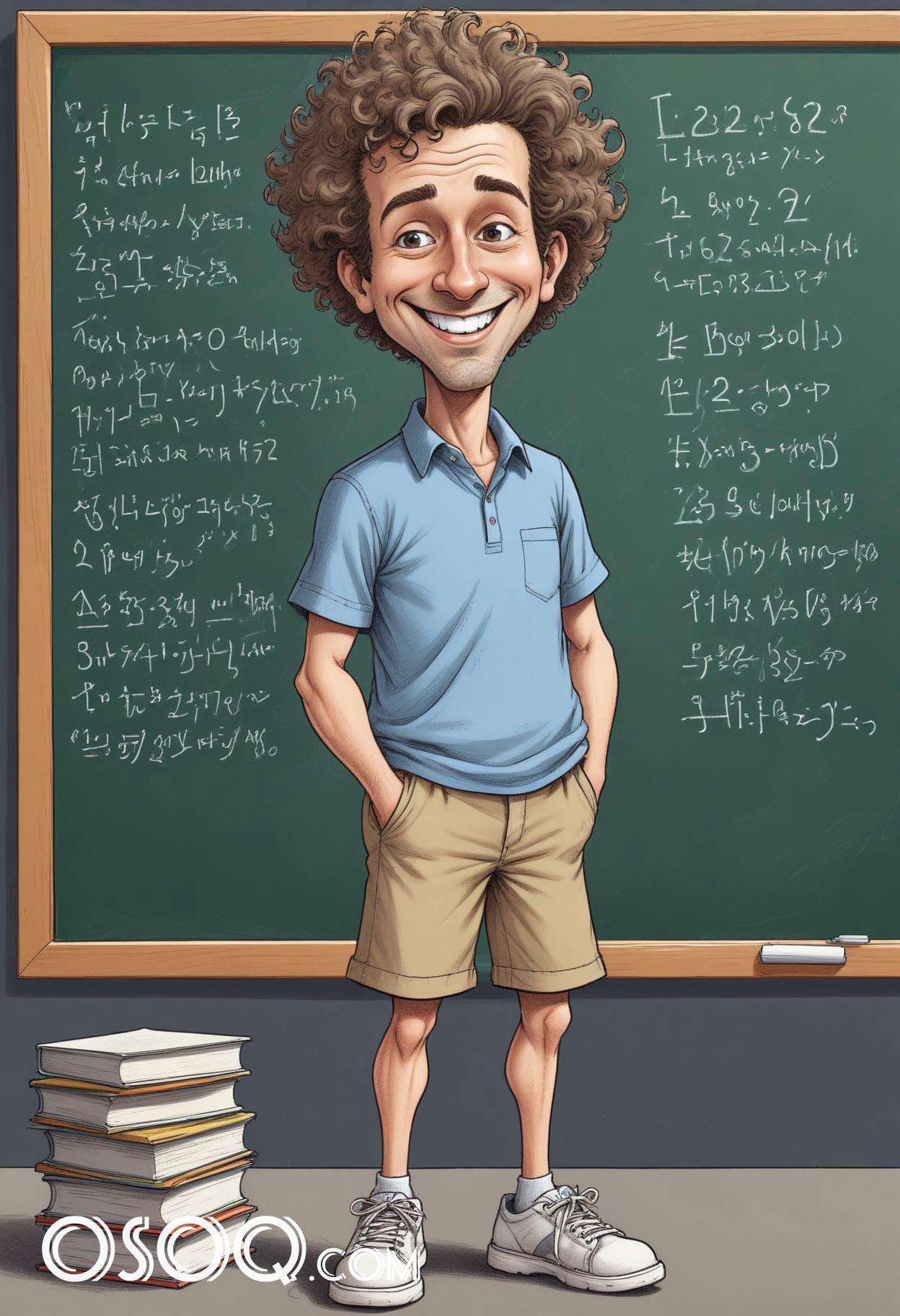 Teacher cartoon funny caricature drawing 06