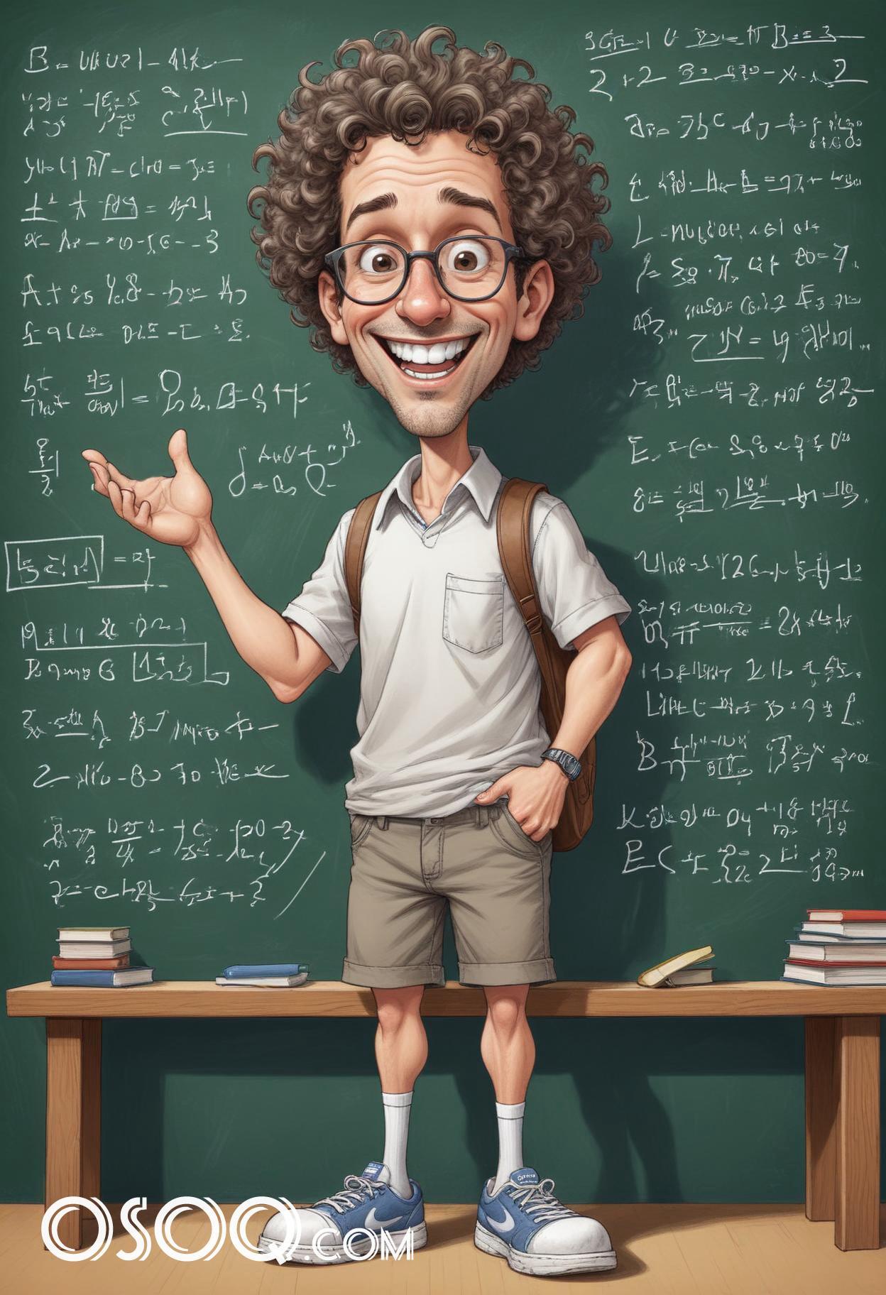 Teacher cartoon funny caricature drawing 07