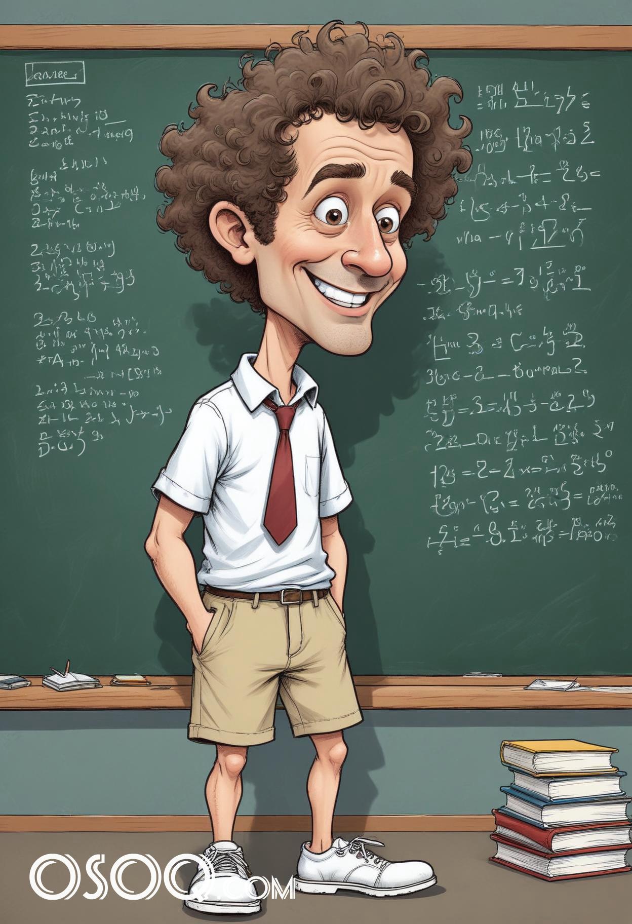 Teacher cartoon funny caricature drawing 08