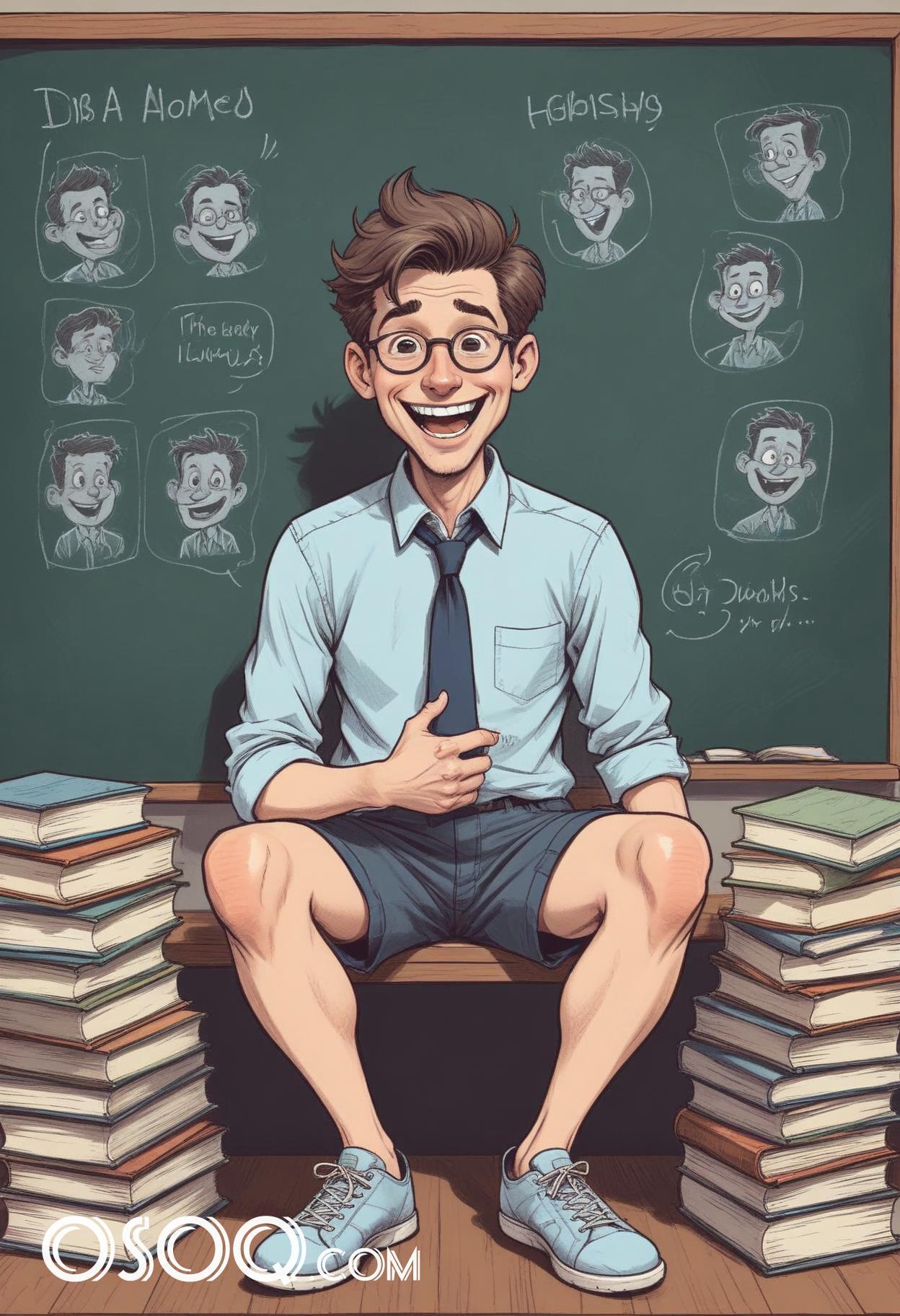 Teacher cartoon funny caricature drawing 09