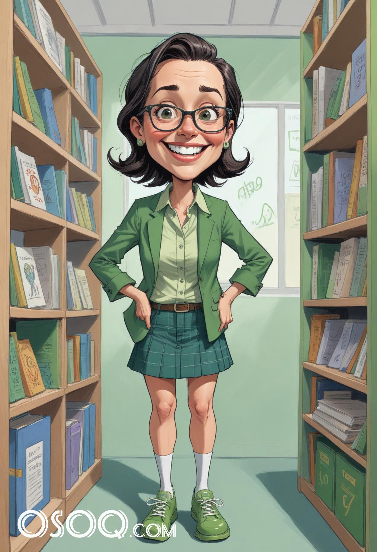 Female teacher cartoon 02