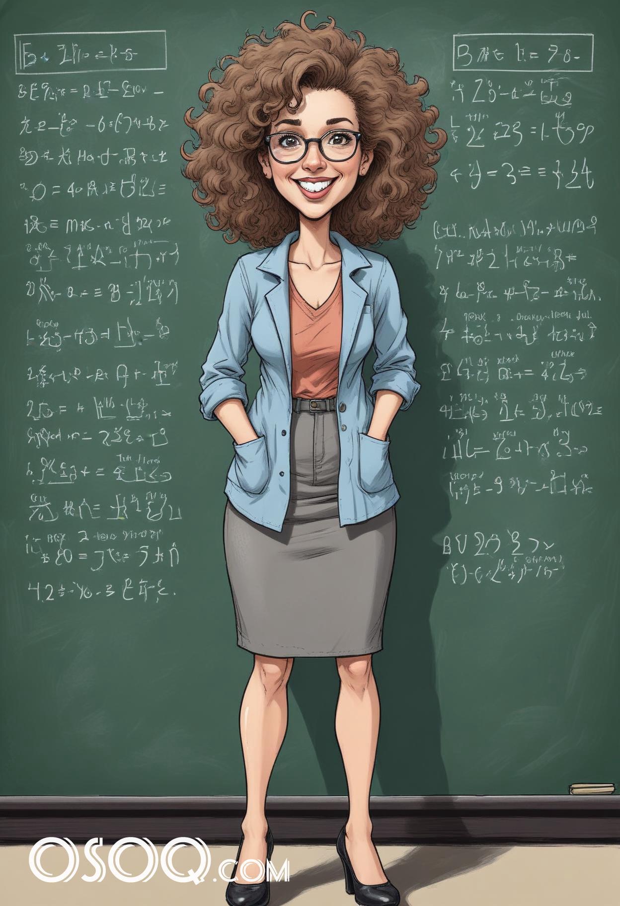 Female teacher cartoon 05