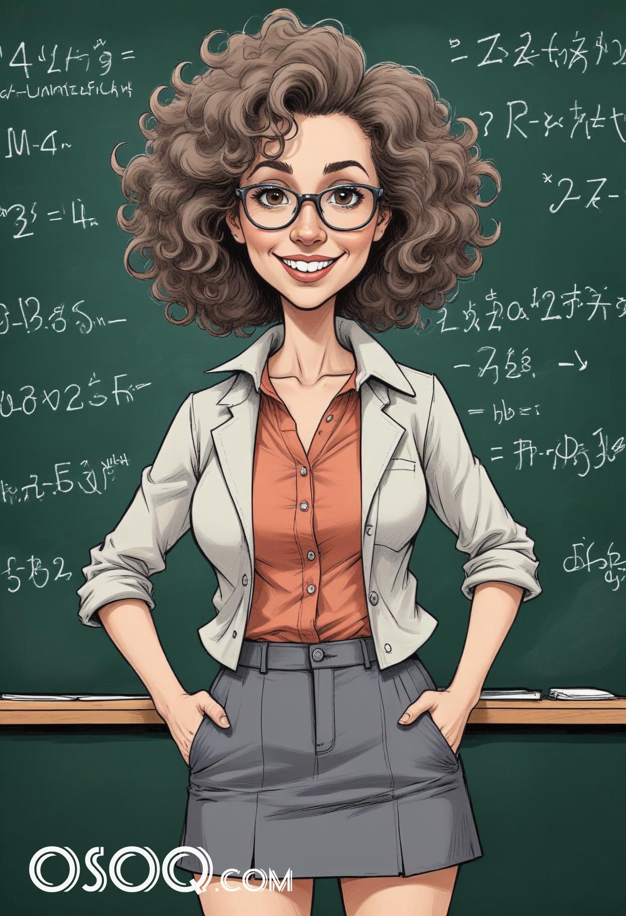 Female teacher cartoon 06