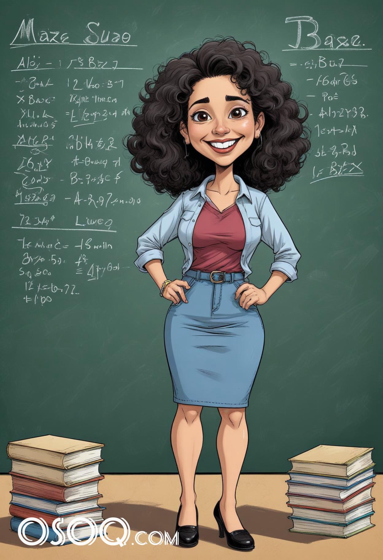 Female teacher cartoon 09