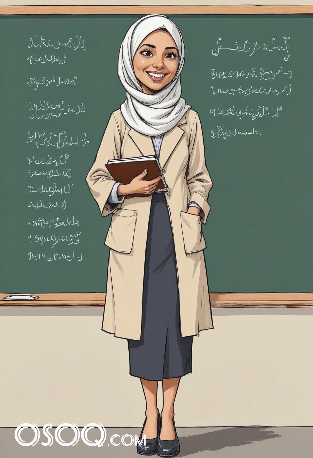 Muslim teacher cartoon drawing 03