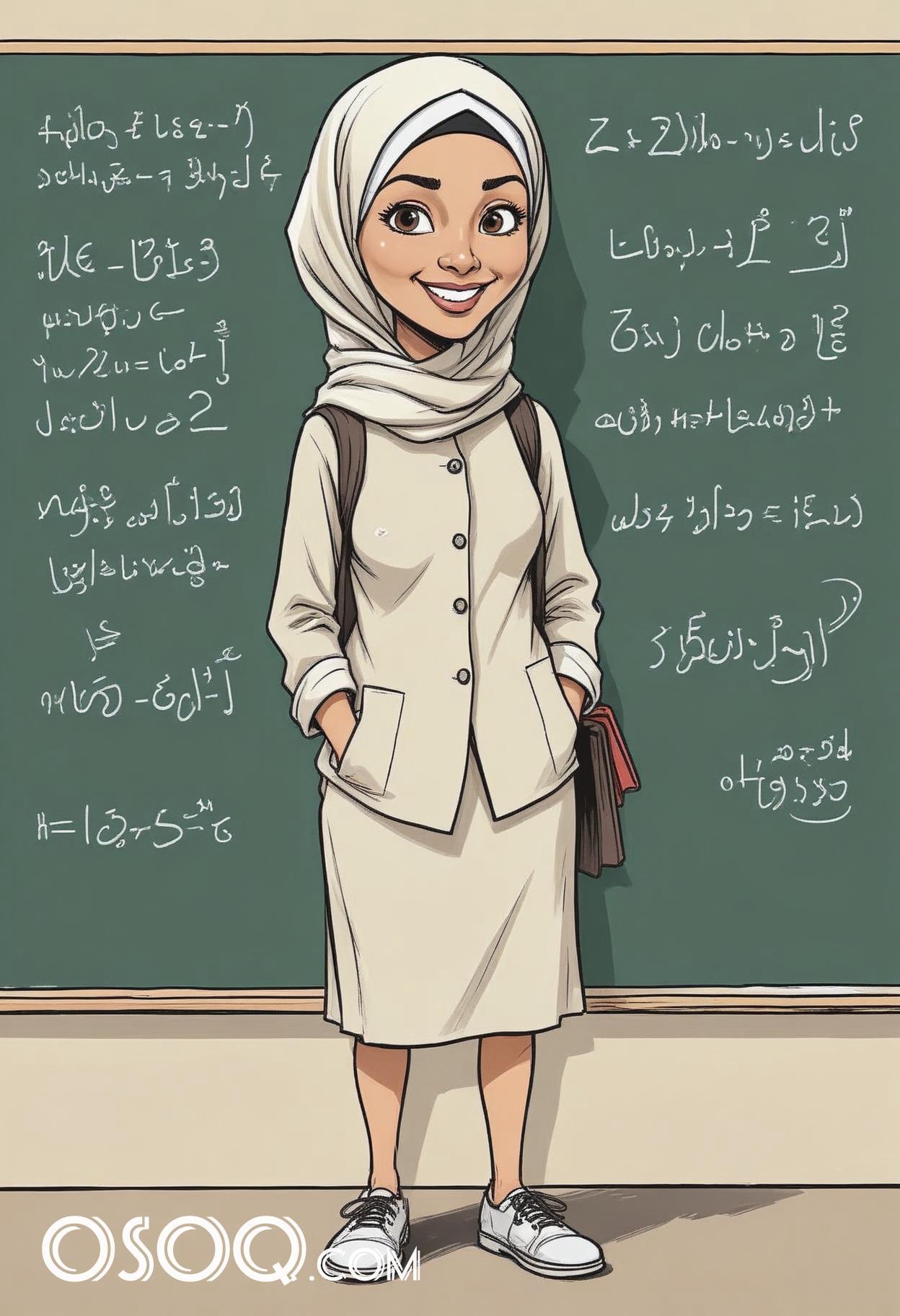 Muslim teacher cartoon drawing 04