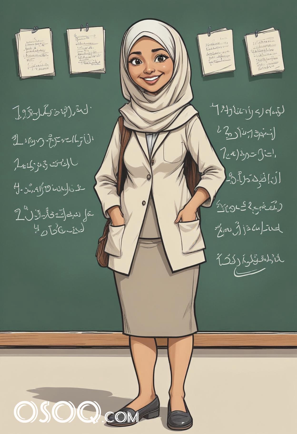 Muslim teacher cartoon drawing 05