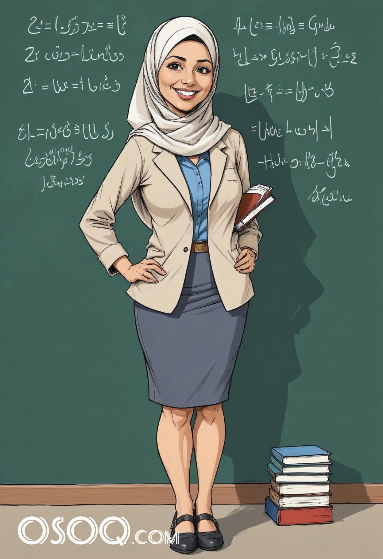 Muslim teacher cartoon drawing 07