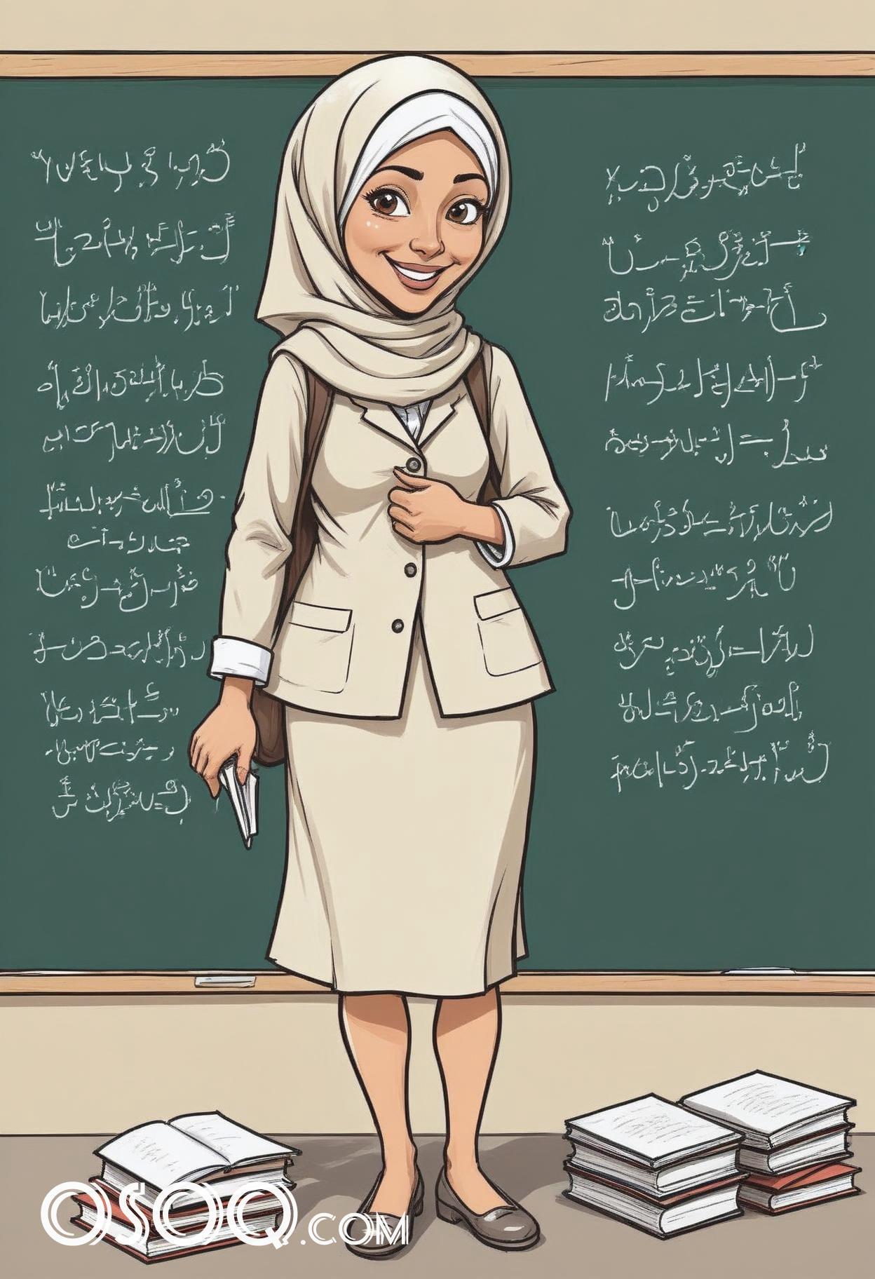 Muslim teacher cartoon drawing 08