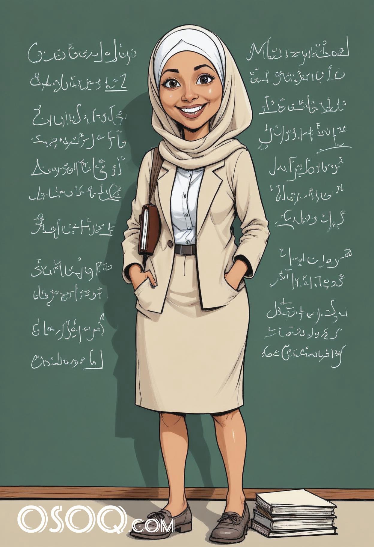 Muslim teacher cartoon drawing 09