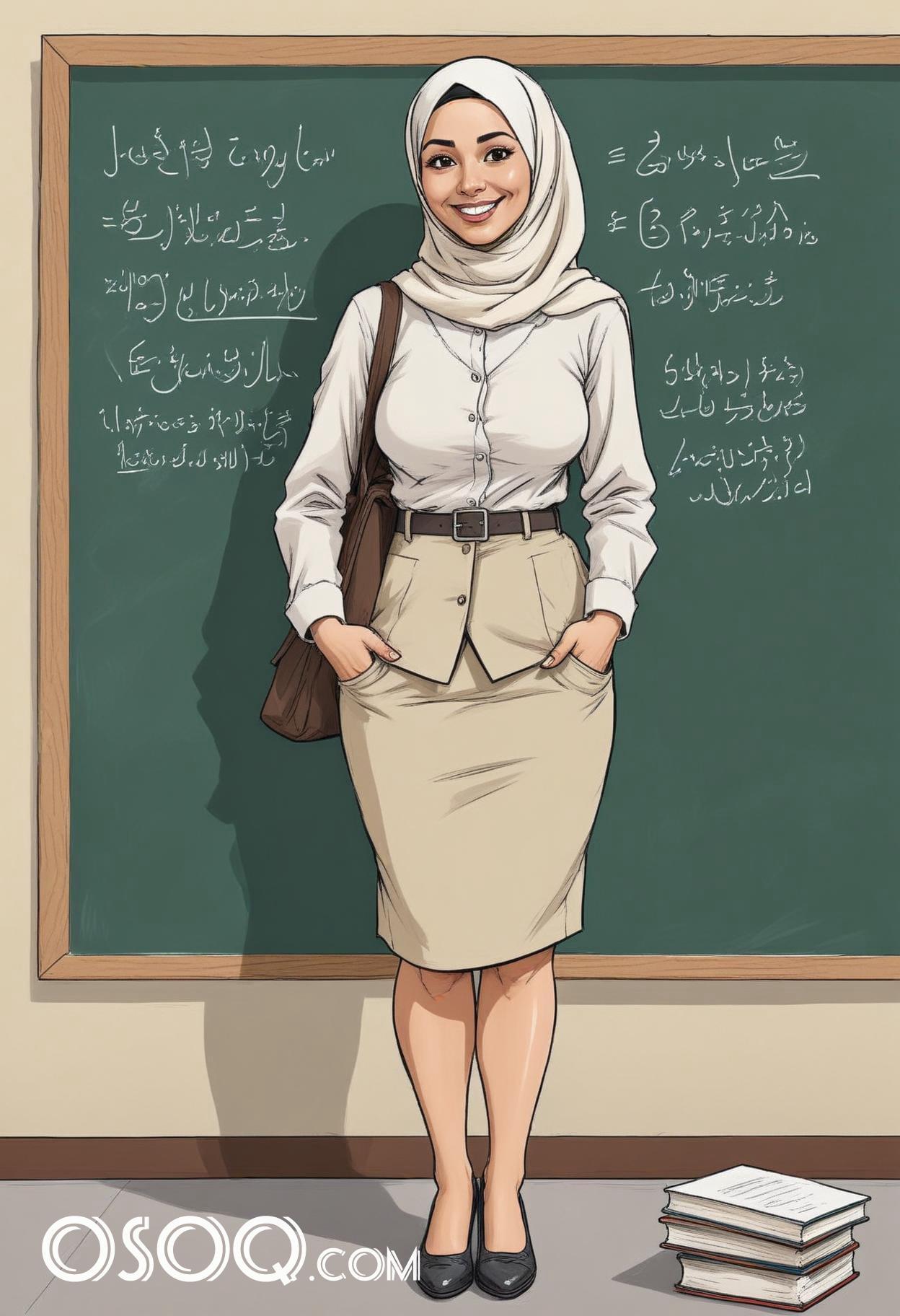 Muslim teacher cartoon drawing 10