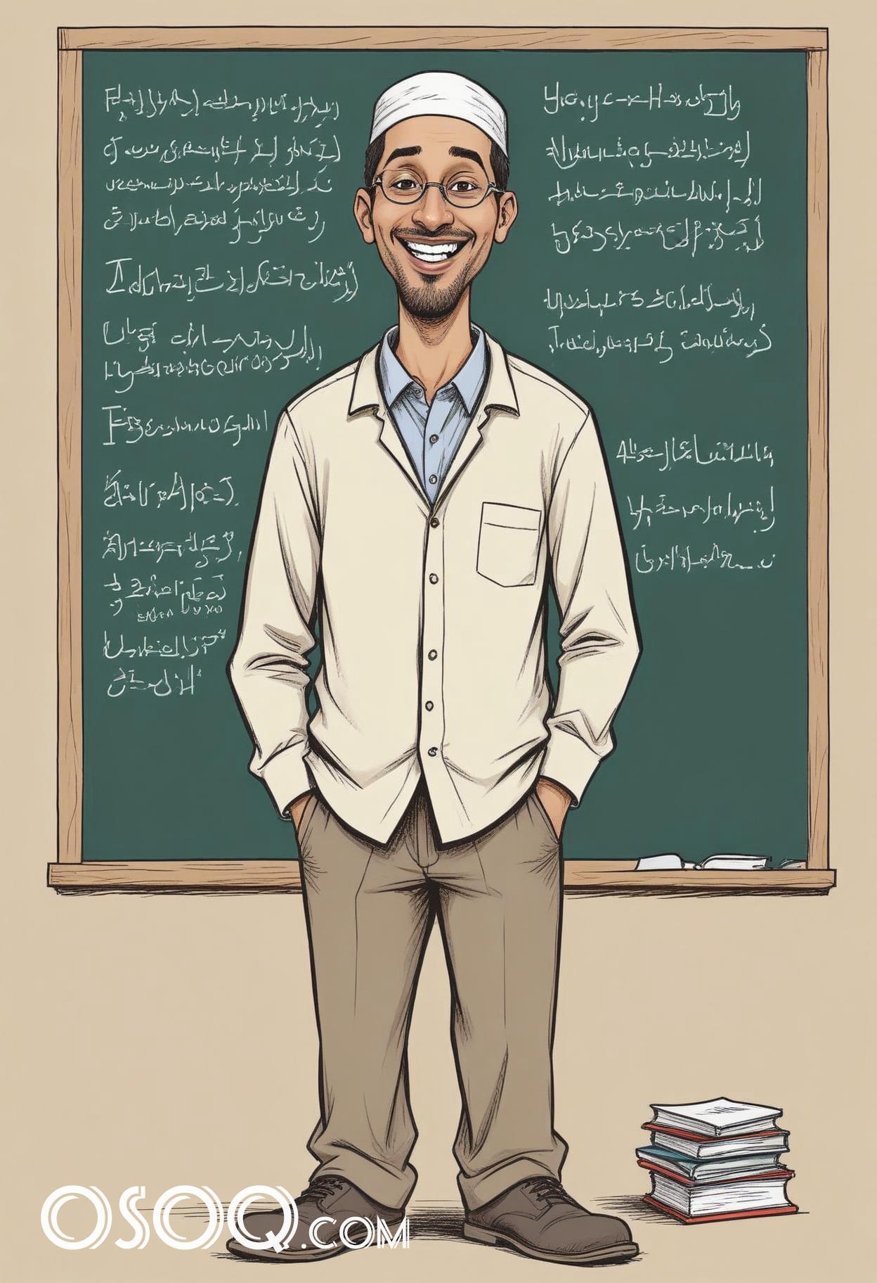 Muslim teacher cartoon drawing 14